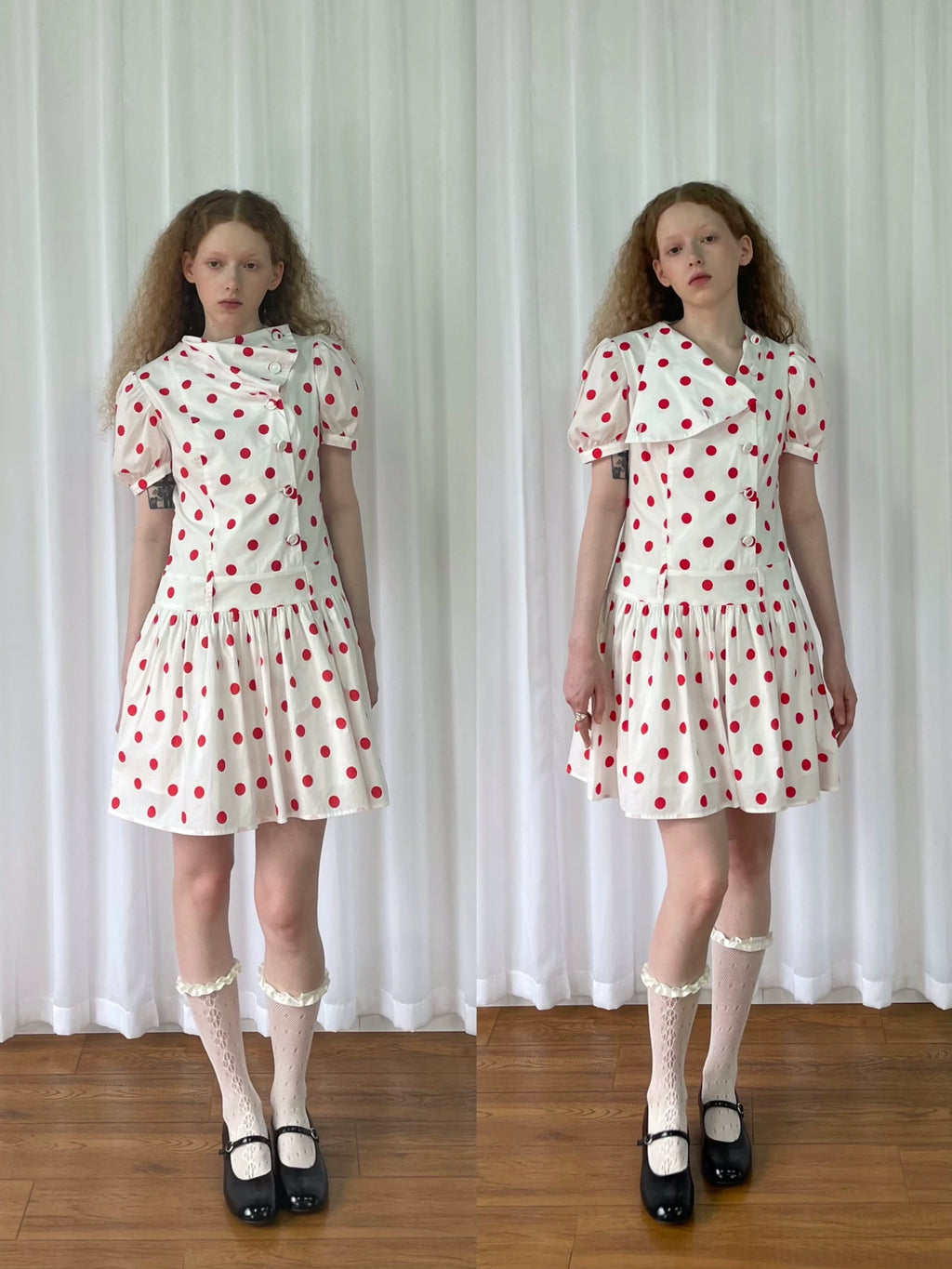 Loosesmell Half Turtleneck Polka Dot Dress