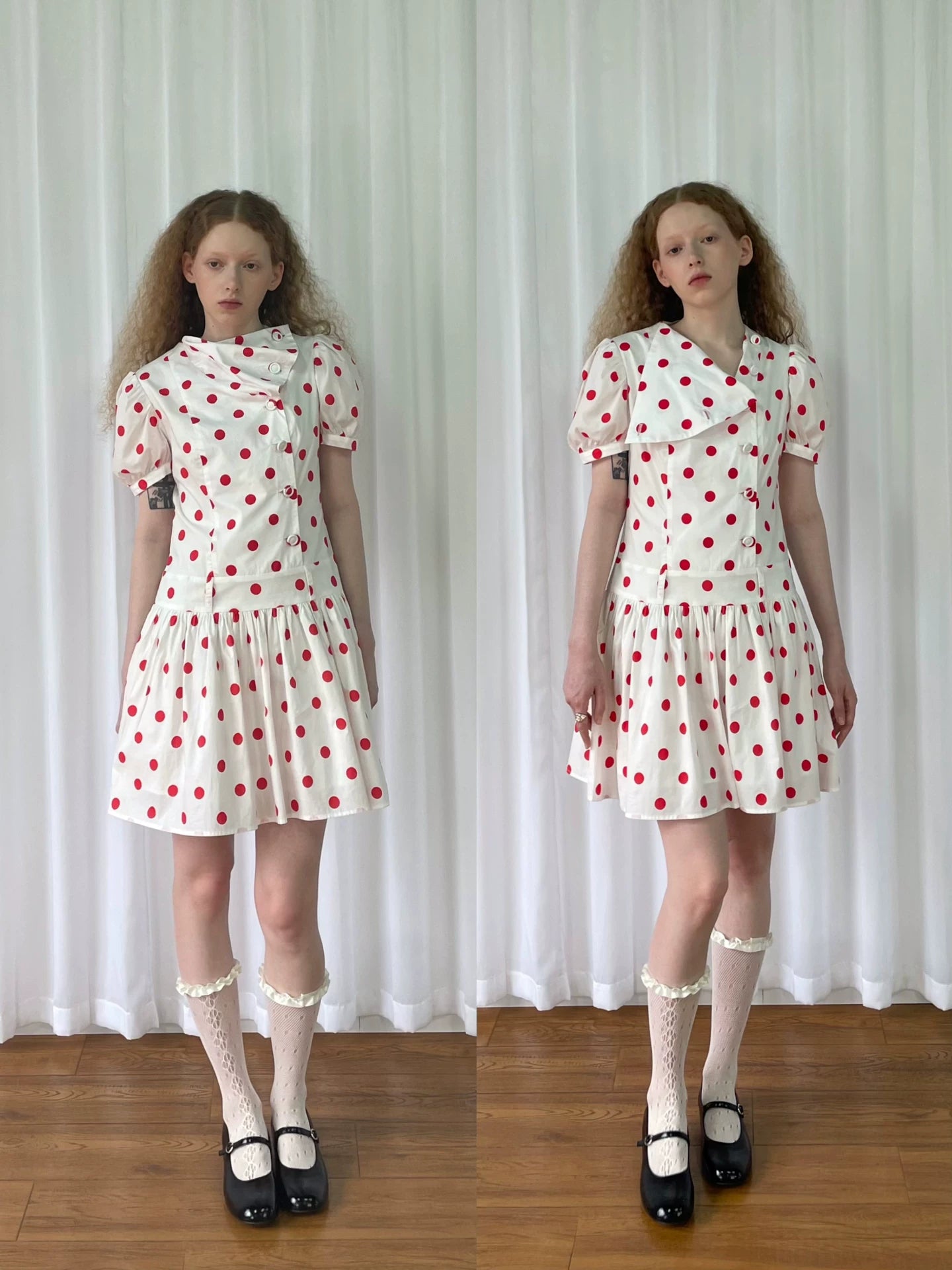 Loosesmell Half Turtleneck Polka Dot Dress