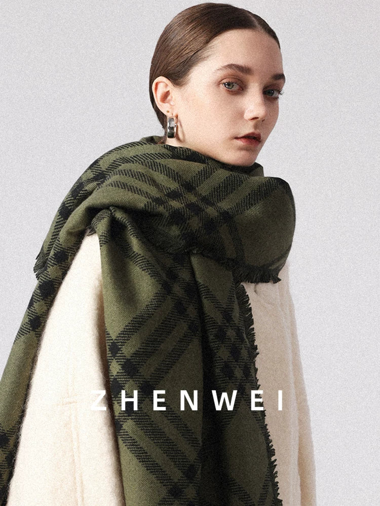 ZHENWEI Lengthened and Widened Shawl Plaid Striped Scarf