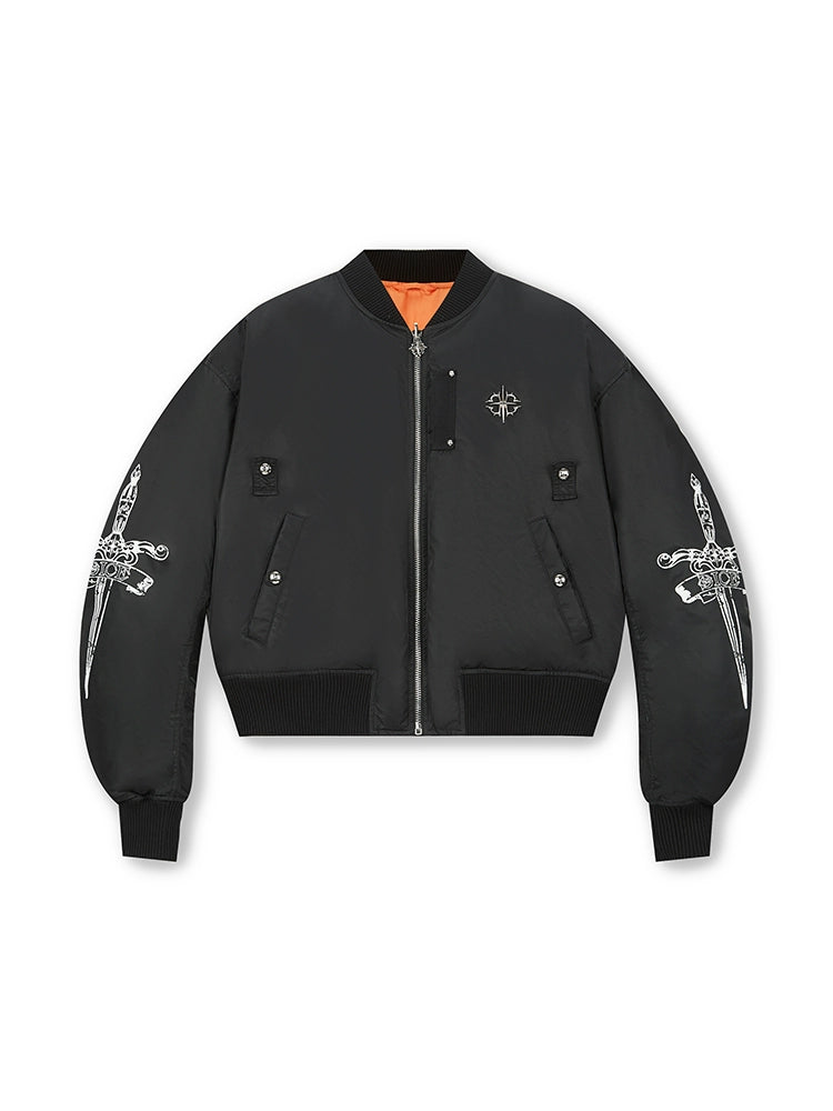 DICETINY Yuan Tu's Sword Printed Loose Stand-up Collar Short Jacket