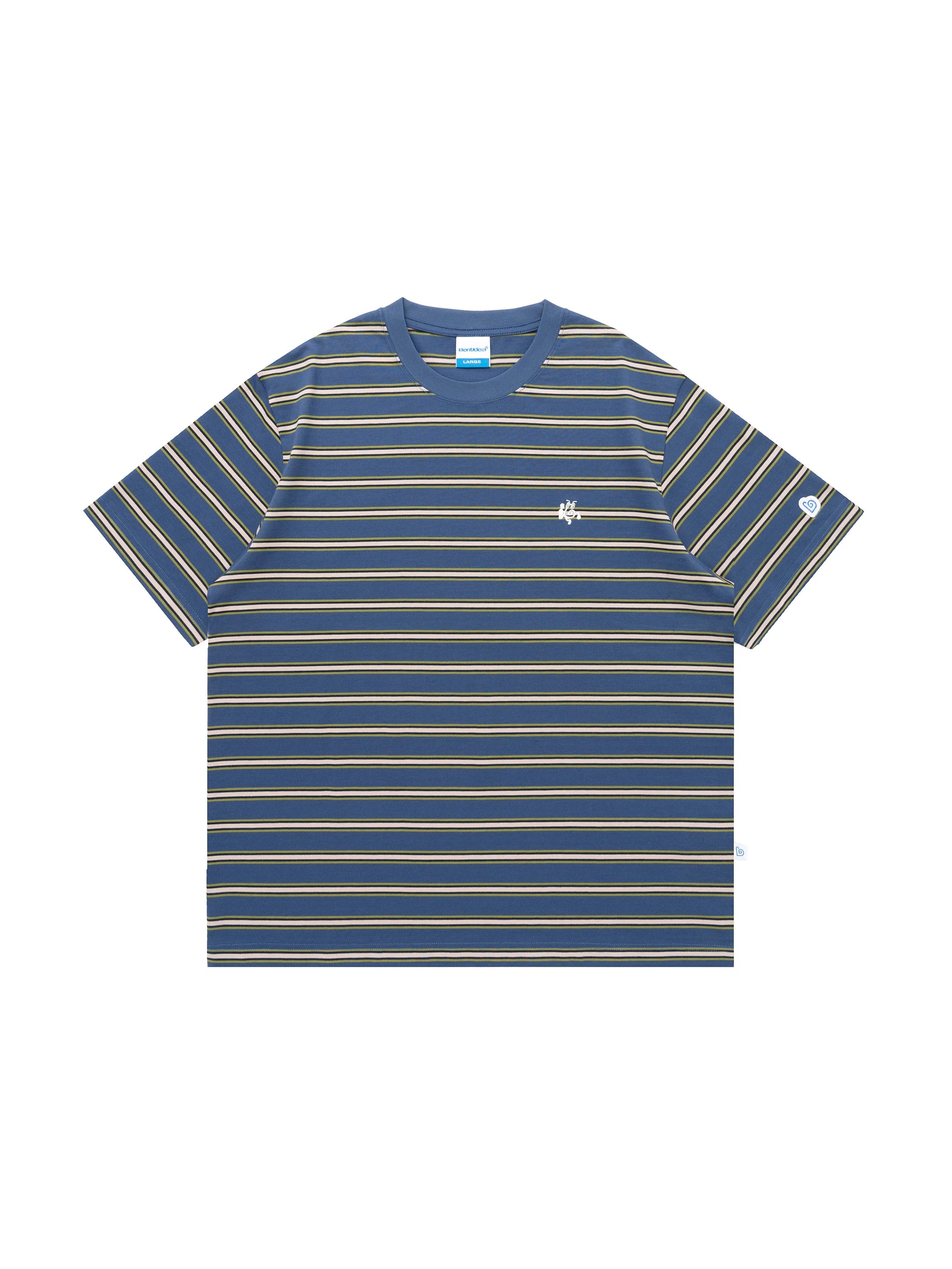 BENT IDEA Stripe Embroidery Casual Versatile Tee