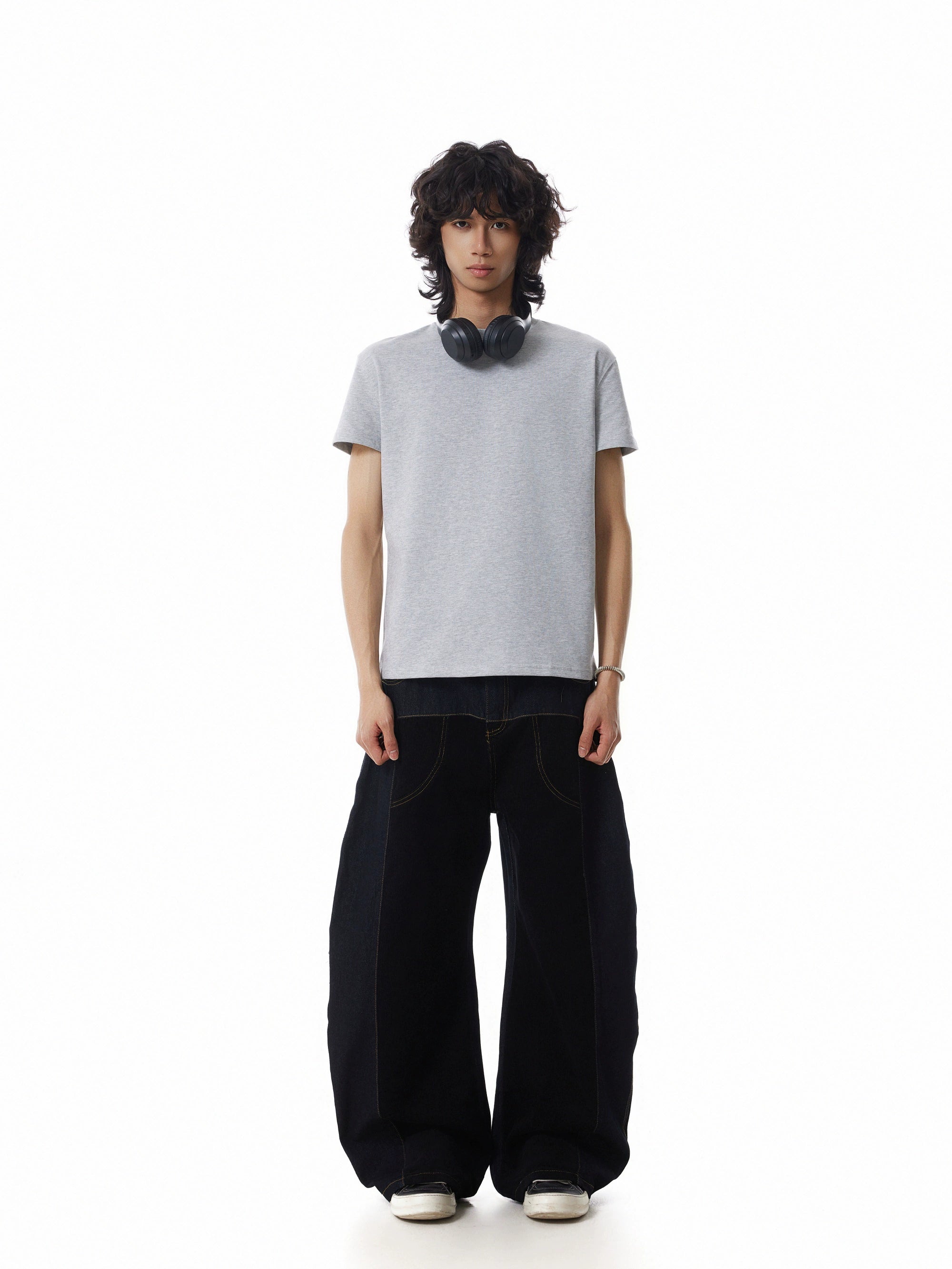 BTSG Loose Wide-leg Black Scimitar Pants