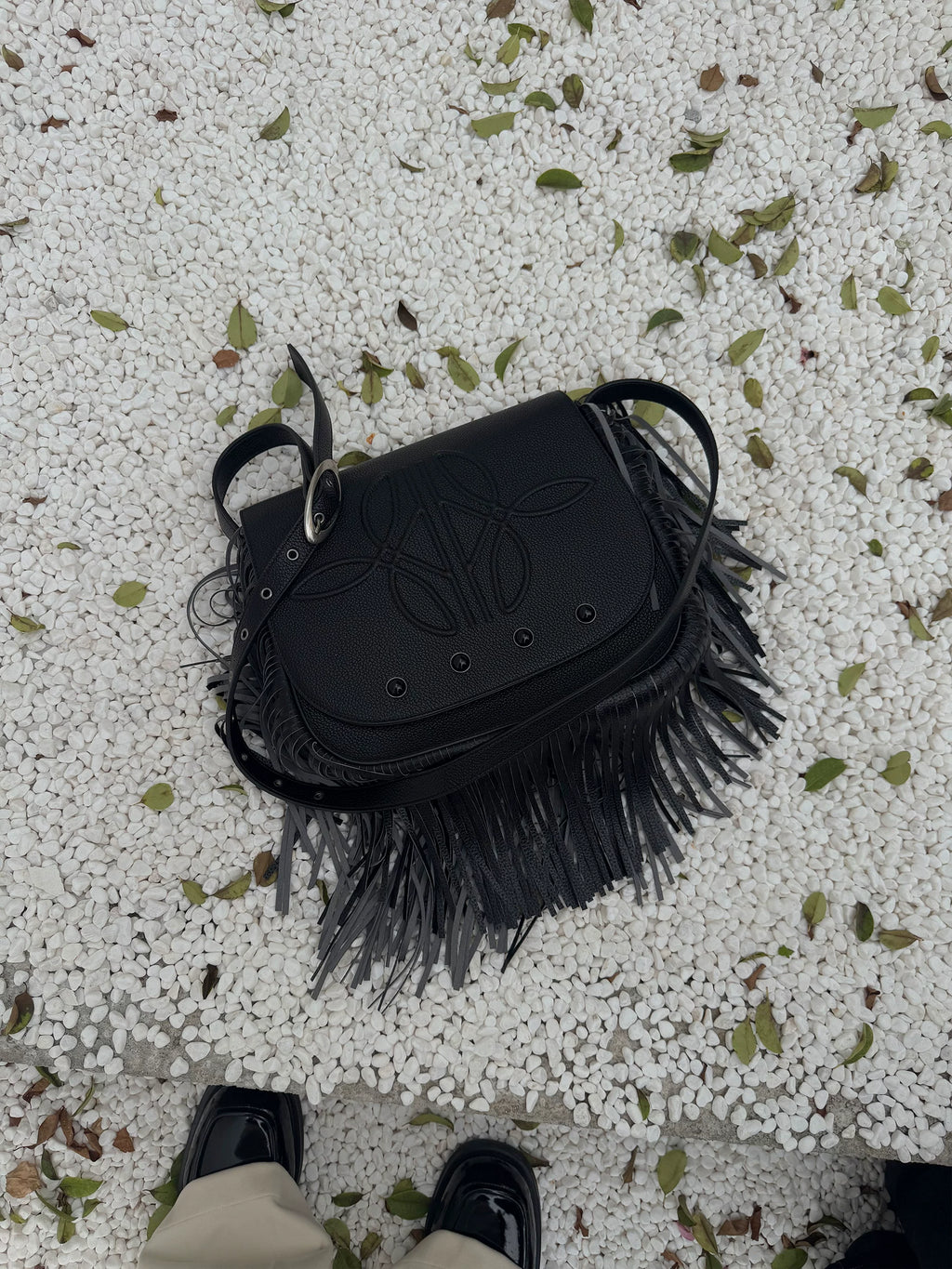 TERRAINCOGNITA Fringed Pearl Crossbody Shoulder Bag