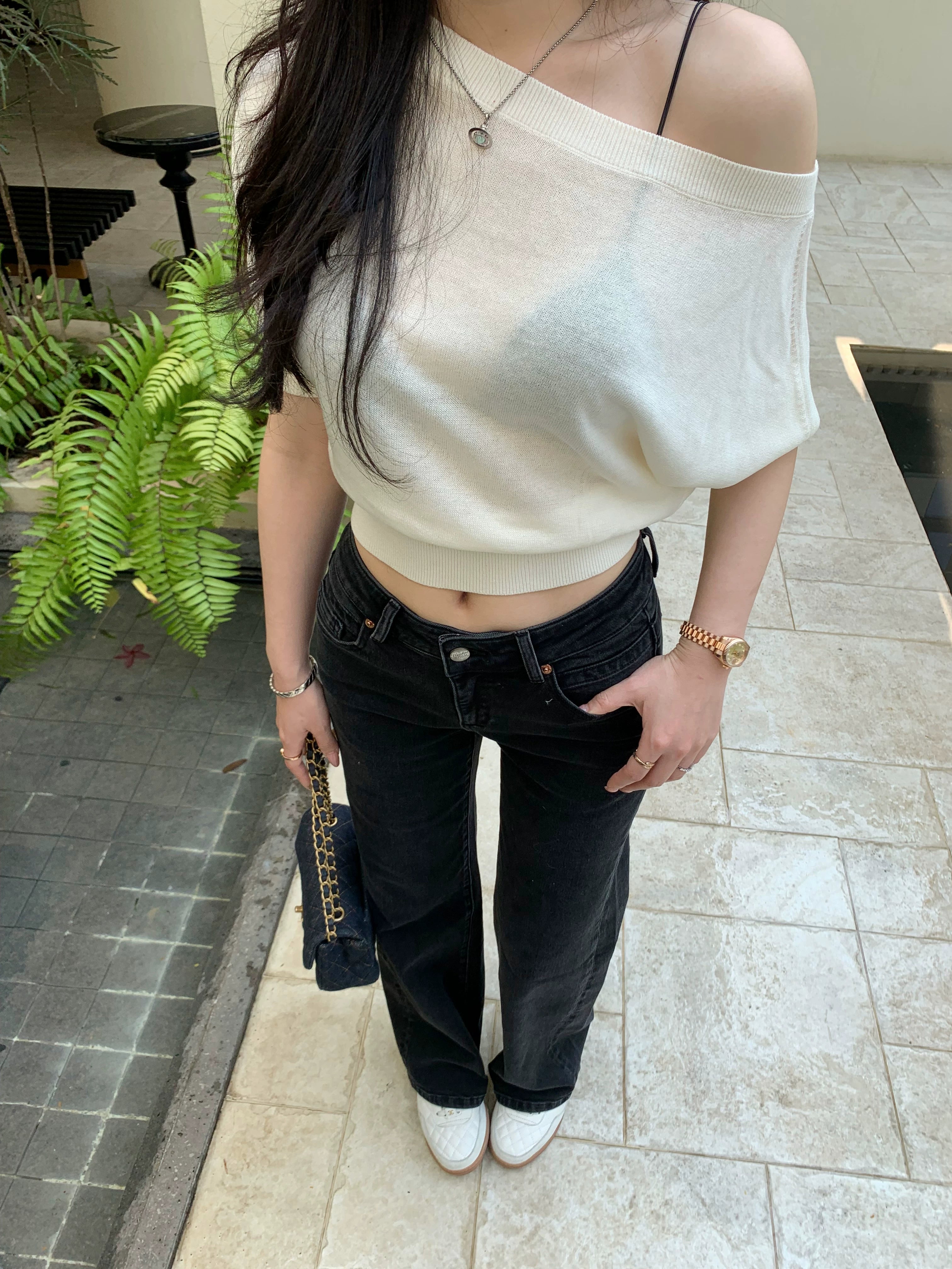 Popchee Narrow Mid-rise Straight-leg Pants