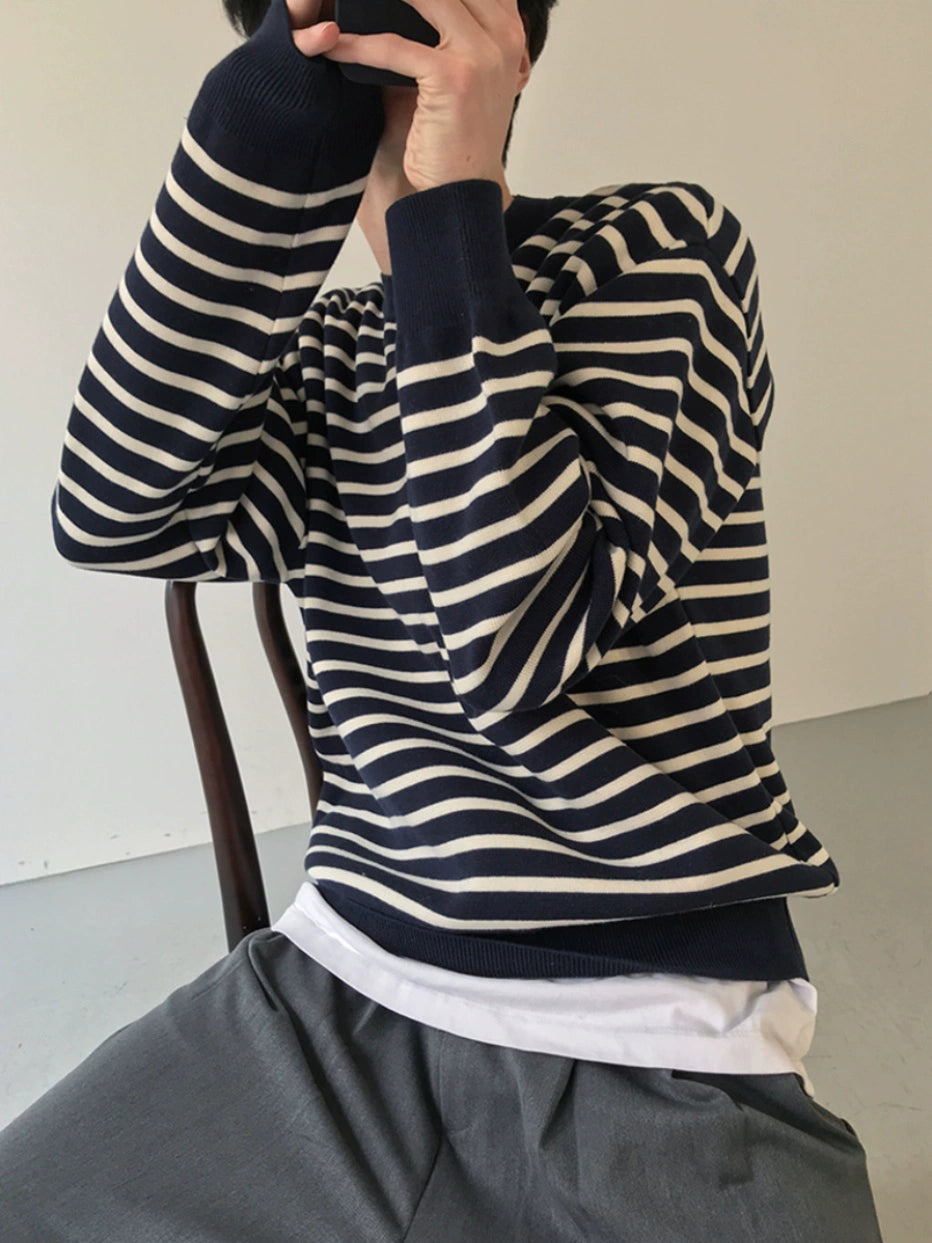 COLN Versatile Striped Knitted Sweater