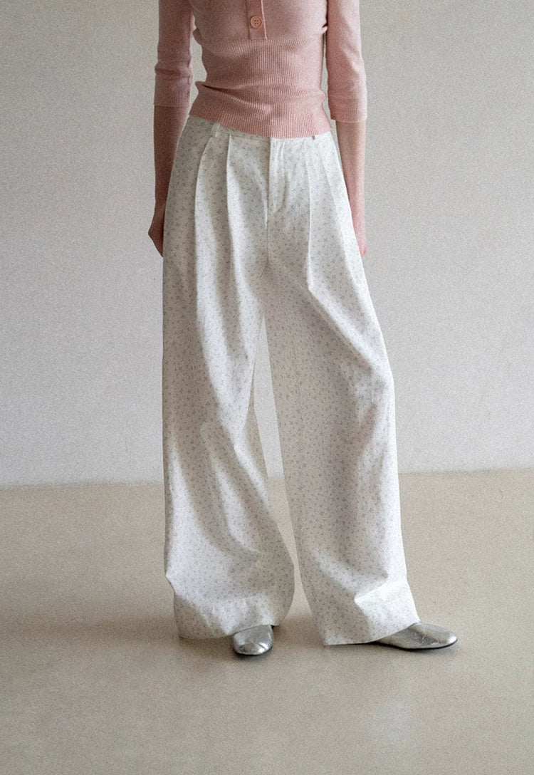 EGGKA Floral Casual Wide-leg Pants