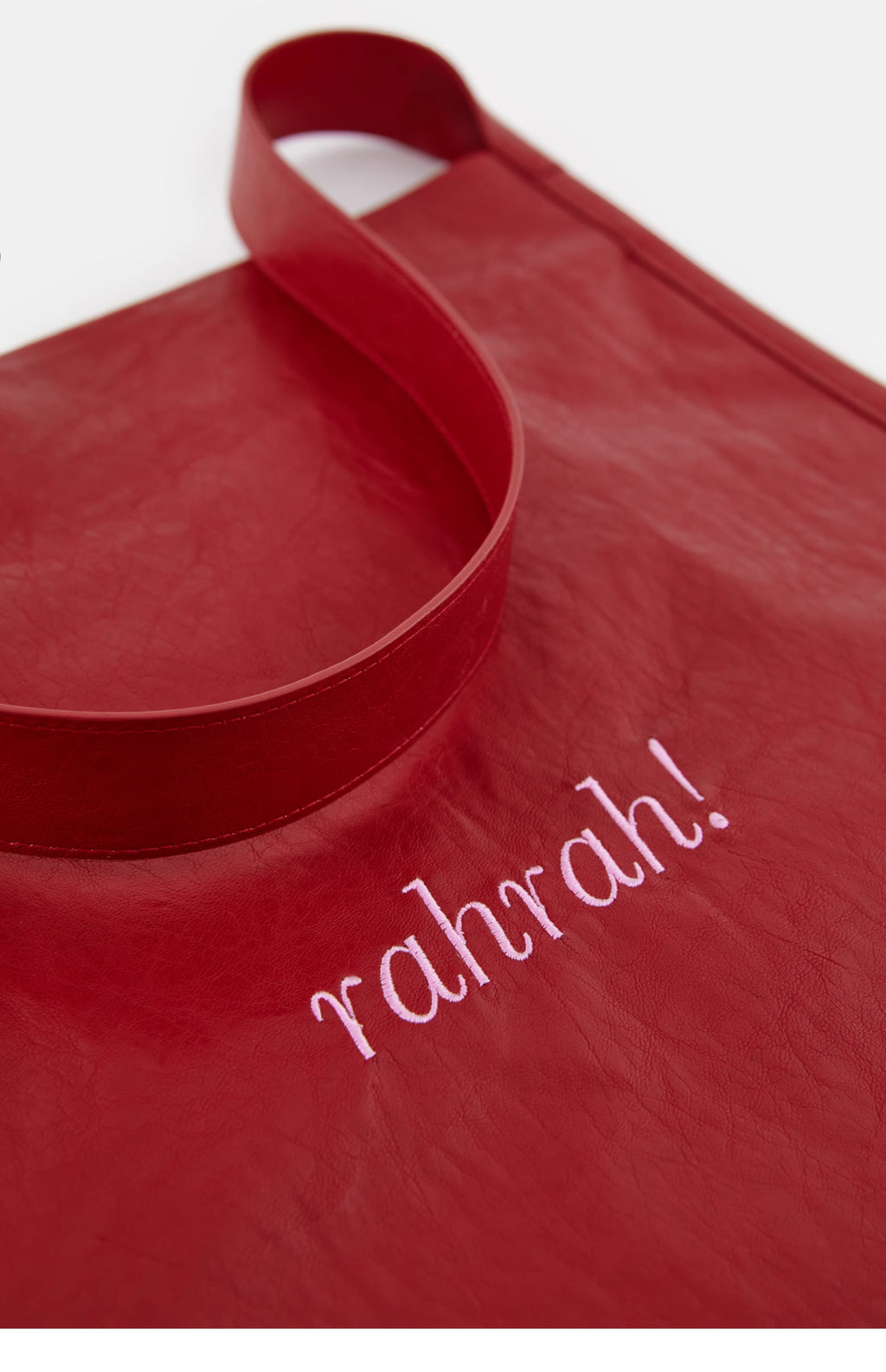 DirtySix "rahrah!" contrasting embroidery large-capacity soft leather tote bag
