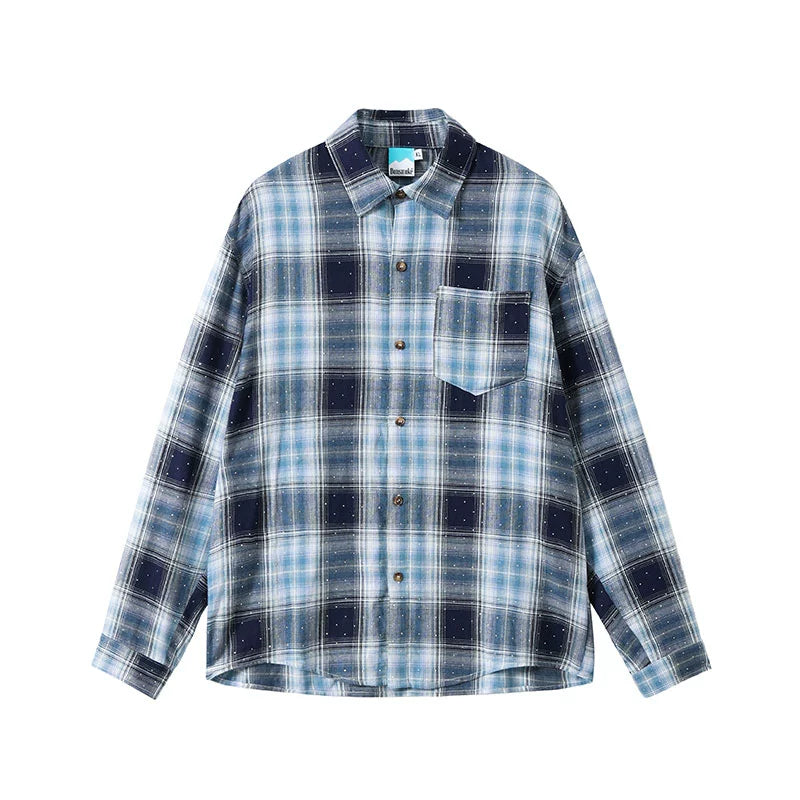 DONSMOKE Embroidered Versatile Checked Shirt