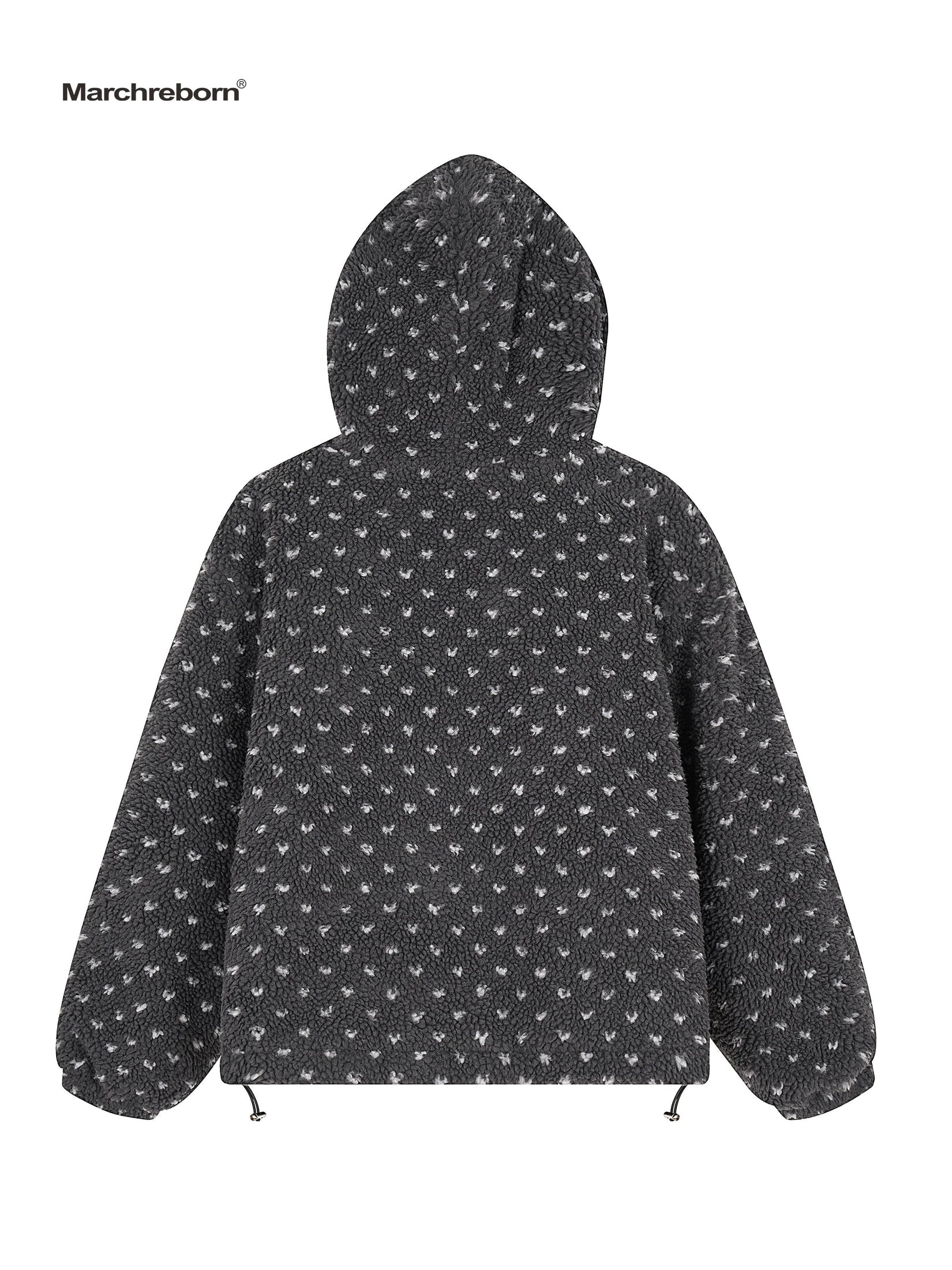 Mershier Vintage Lamb Faux Polka Dot Hooded Padded Jacket