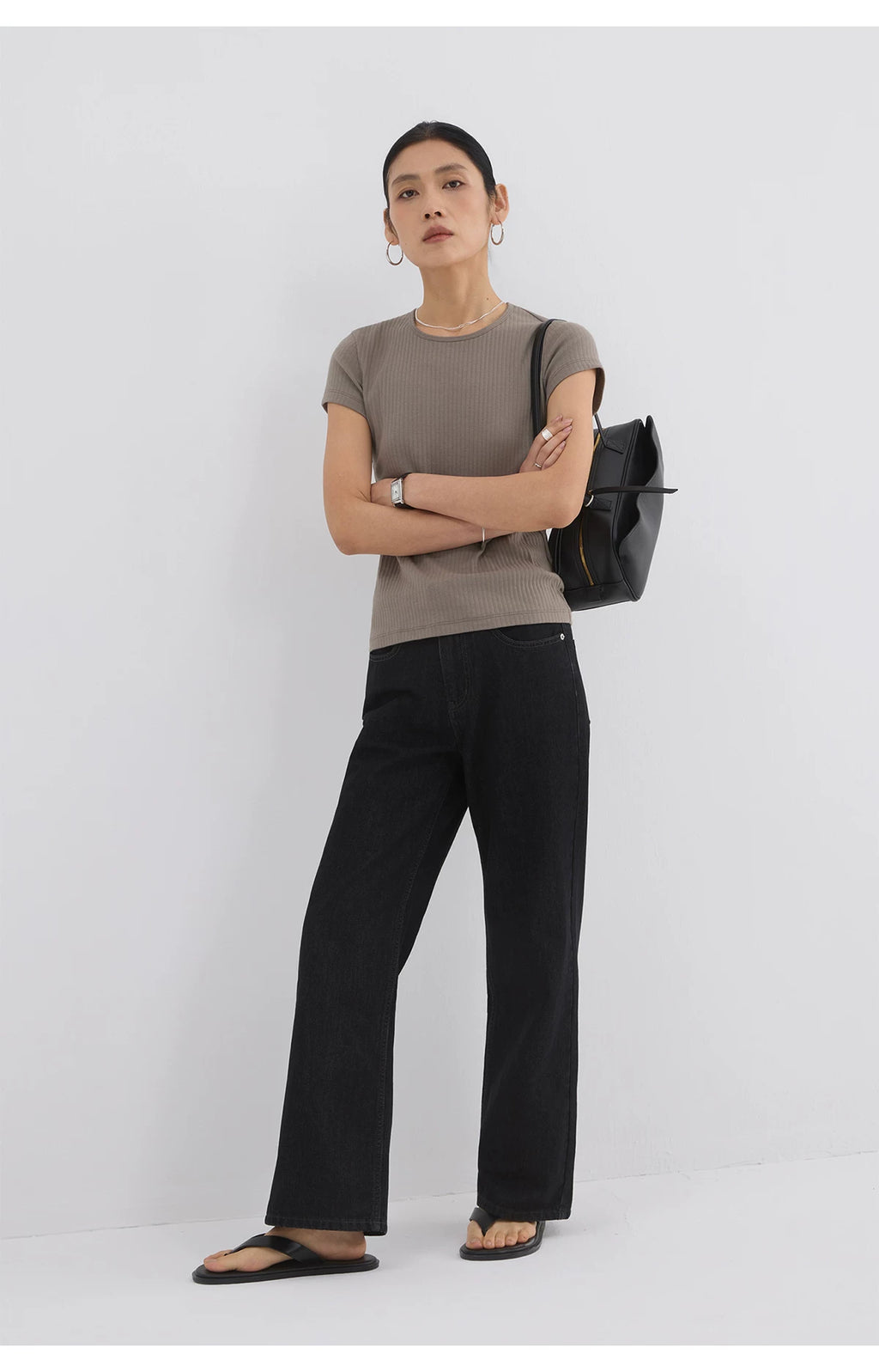 Sameuoo Front Shoulder Slim Fit Small Neckline Sports Tee