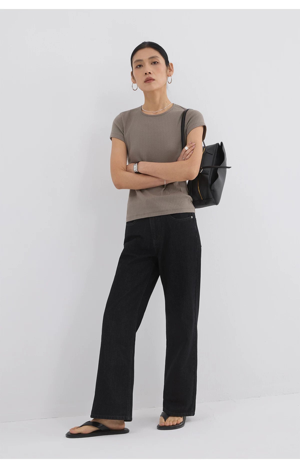 Sameuoo Front Shoulder Slim Fit Small Neckline Sports Tee