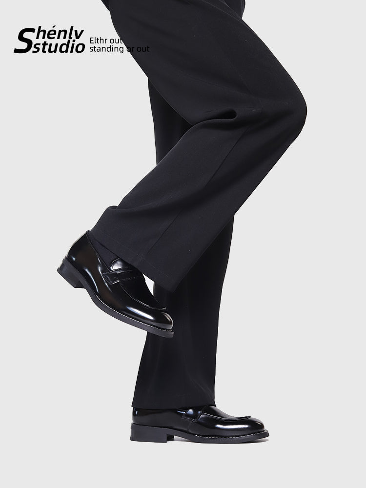 SHENLV STUDIO Minimalist Open Round Head Leather Shoes