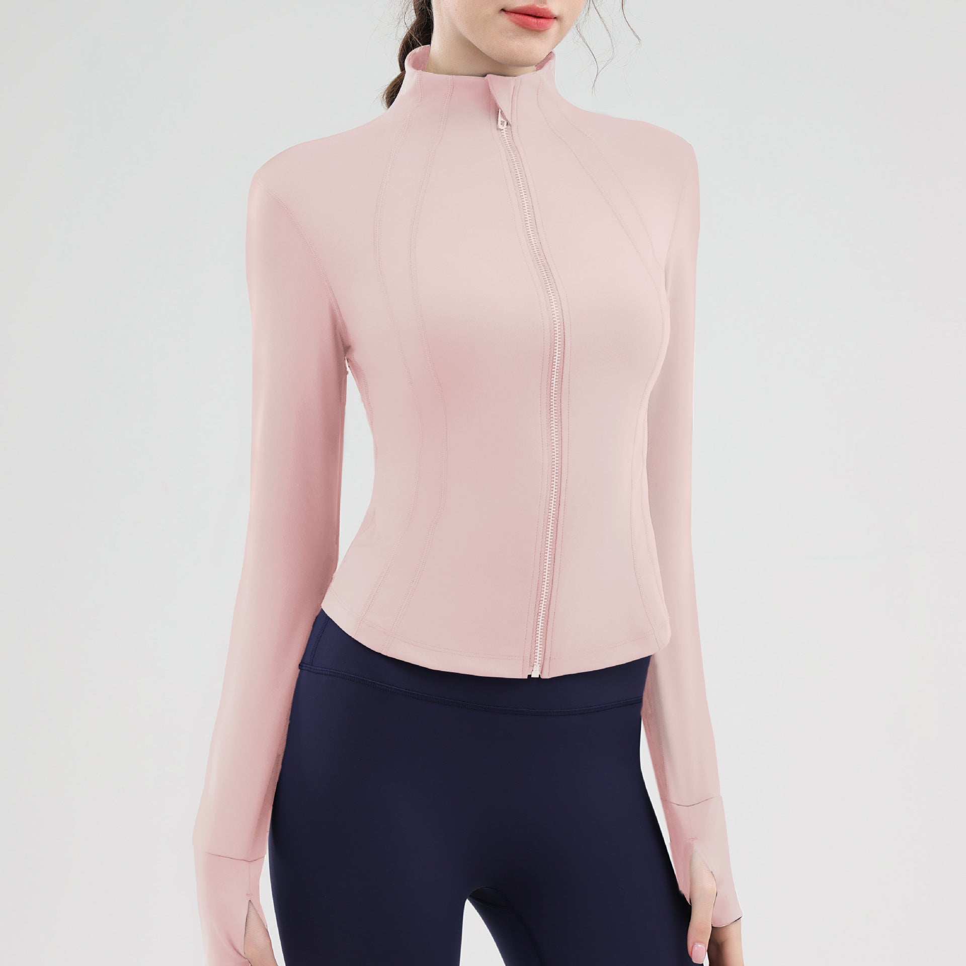 TIANQINGSE Stand-up Collar Windproof Zipper Slim-fit Sports Jacket