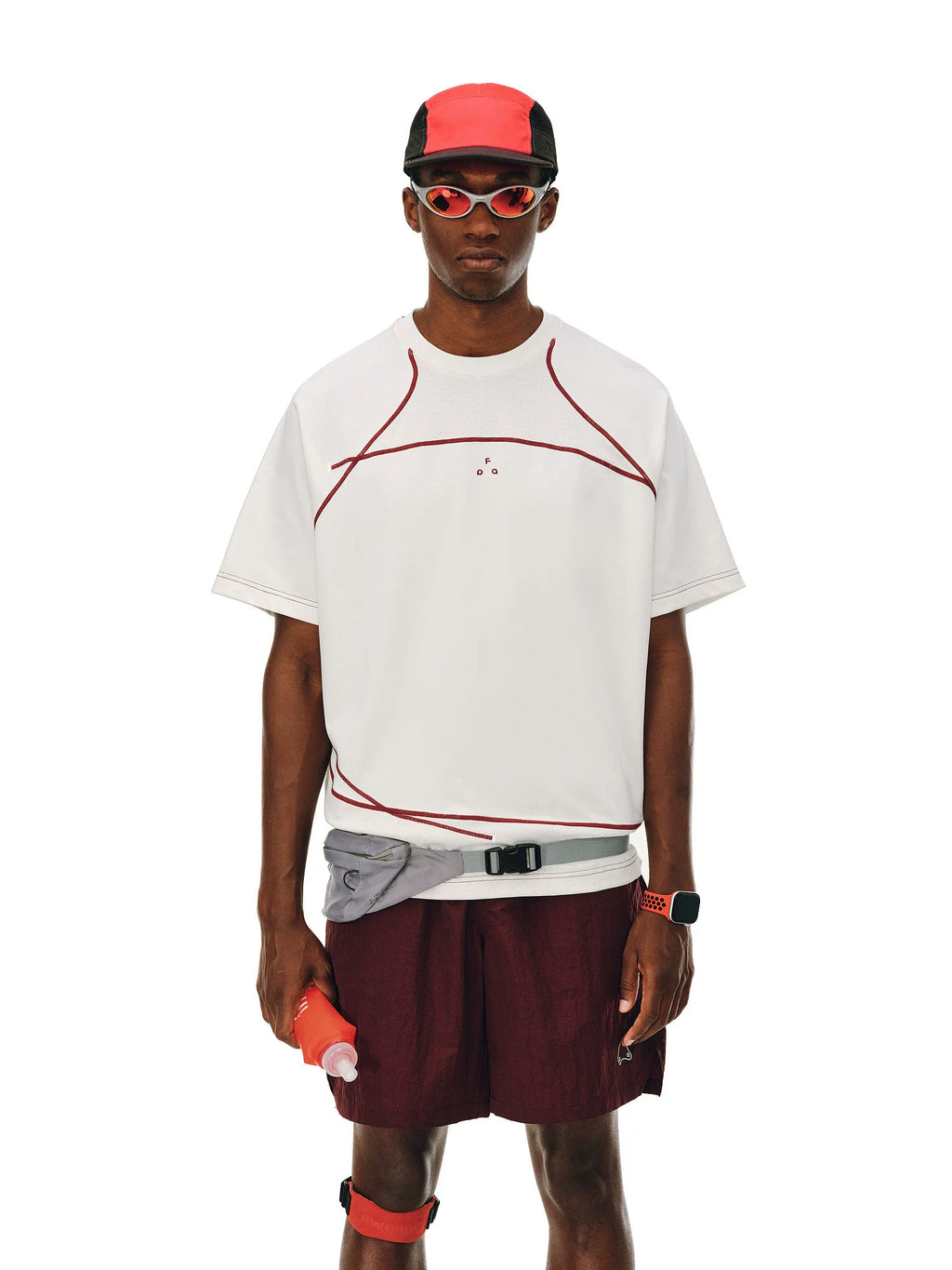 FPA Splicing Contrasting Color Casual Round Neck Tee