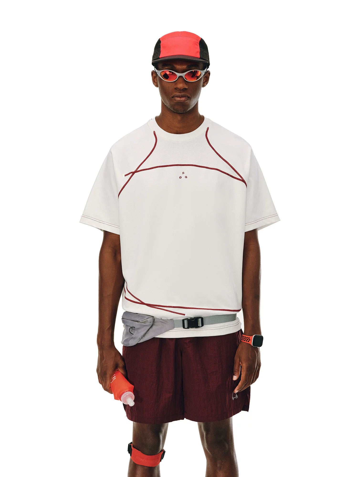 FPA Splicing Contrasting Color Casual Round Neck Tee