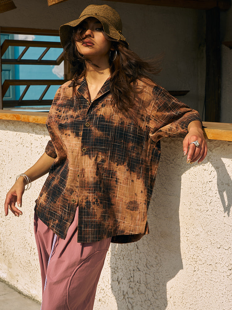 OSCILL industry tie-dye gradual change Cuban Shirt