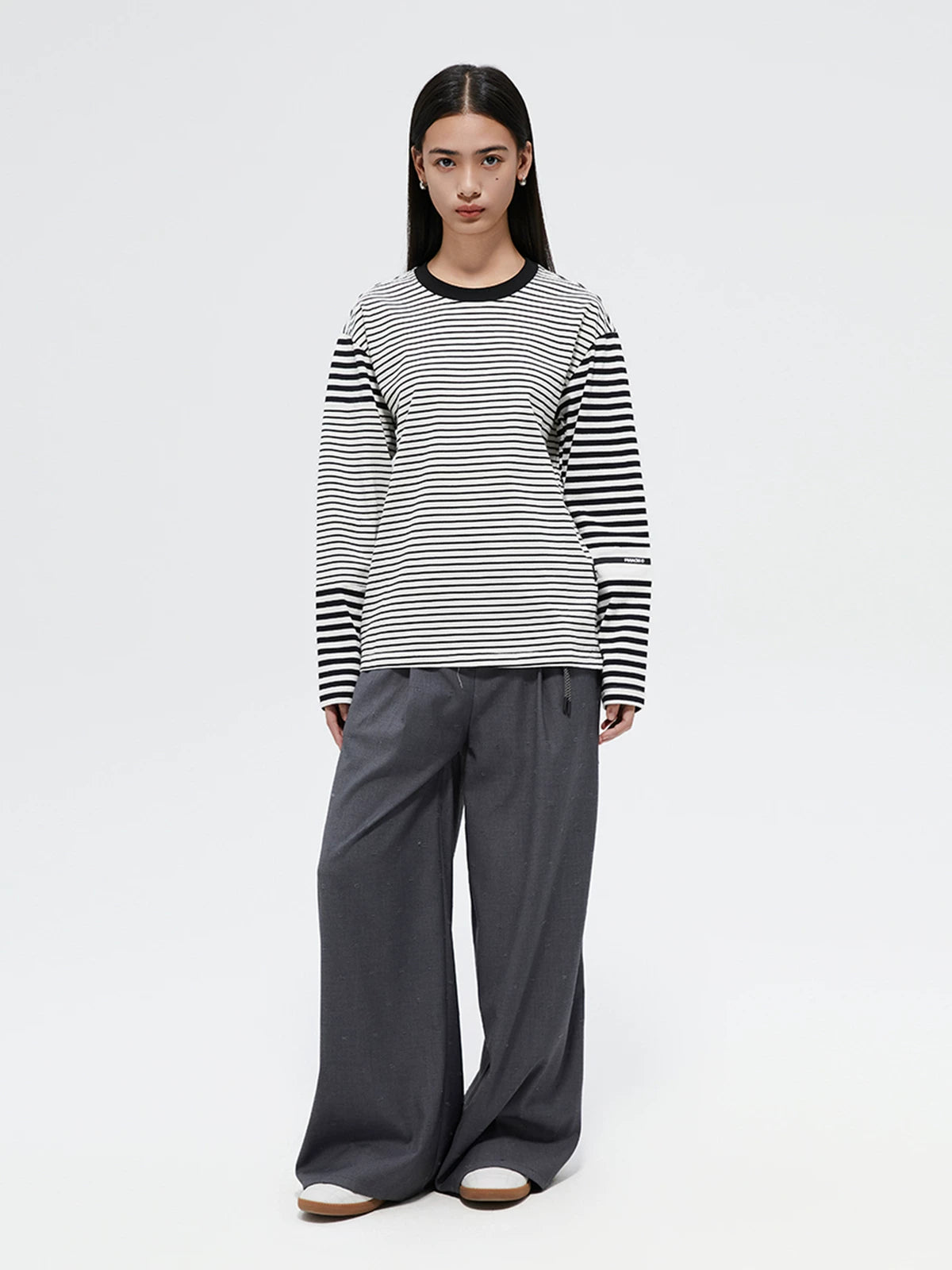 FMACM Irregular Striped Splicing Long Sleeve