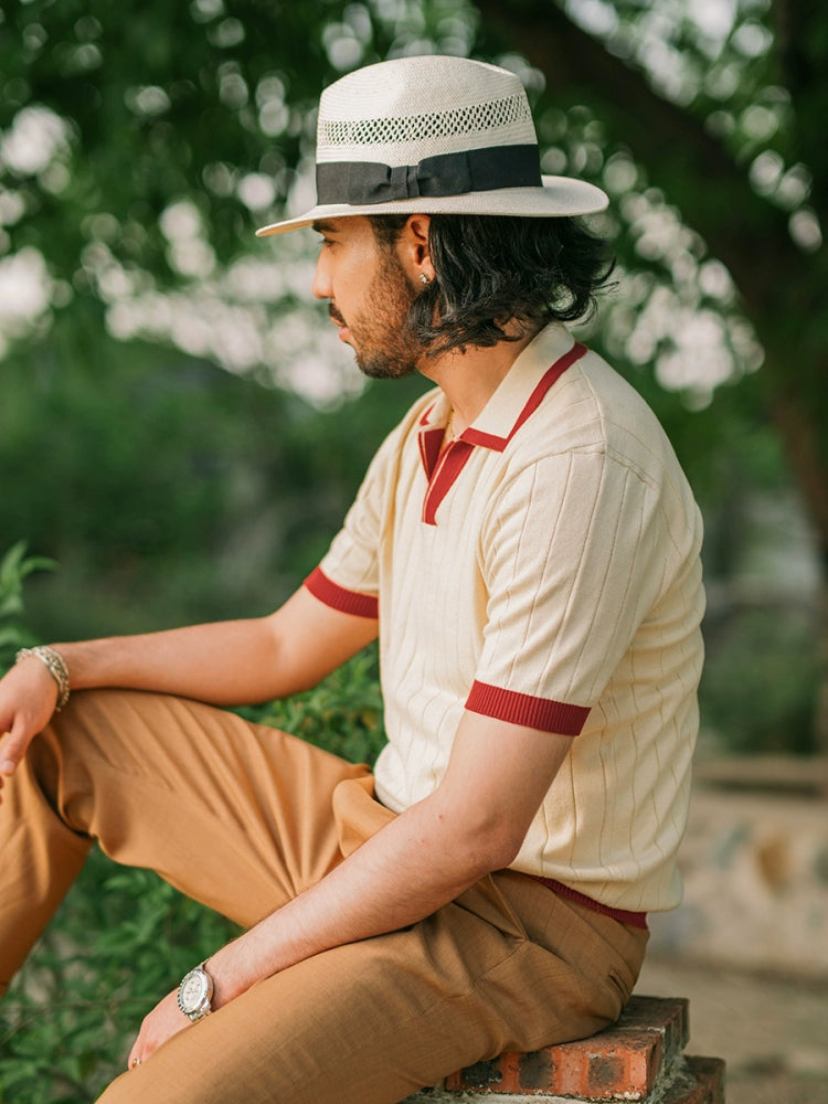 SOARIN Striped Gentleman Lapel Tee