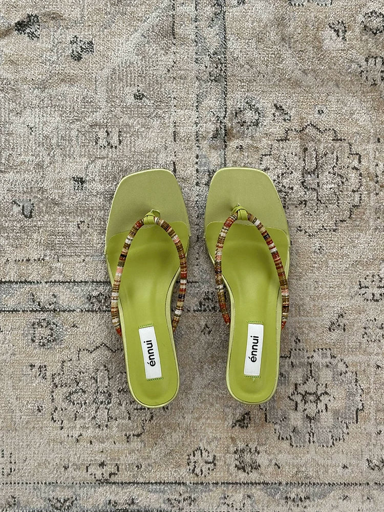 ENNUI Retro Versatile Lazy Low-heeled Sandals