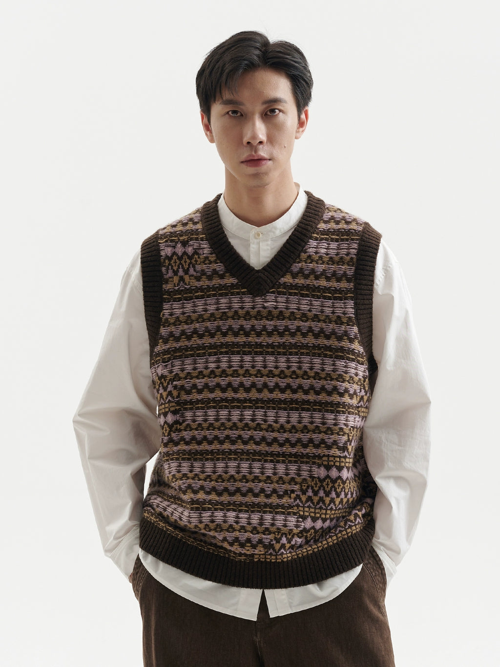 BUTTBILL Vintage V-neck Knitted Vest