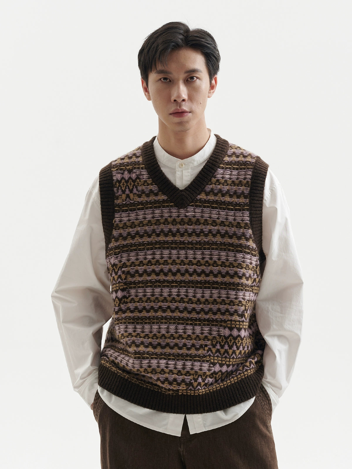 BUTTBILL Vintage V-neck Knitted Vest