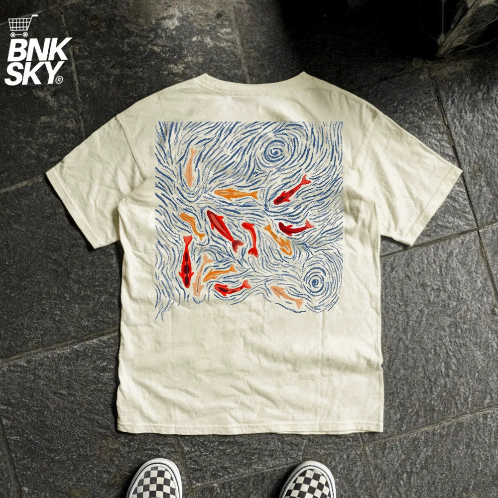 Wang Youbing Studio! Koi Fish 220g 100% Cotton Tee