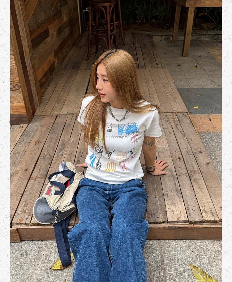 CCYE Graffiti Print Front Shoulder Tee
