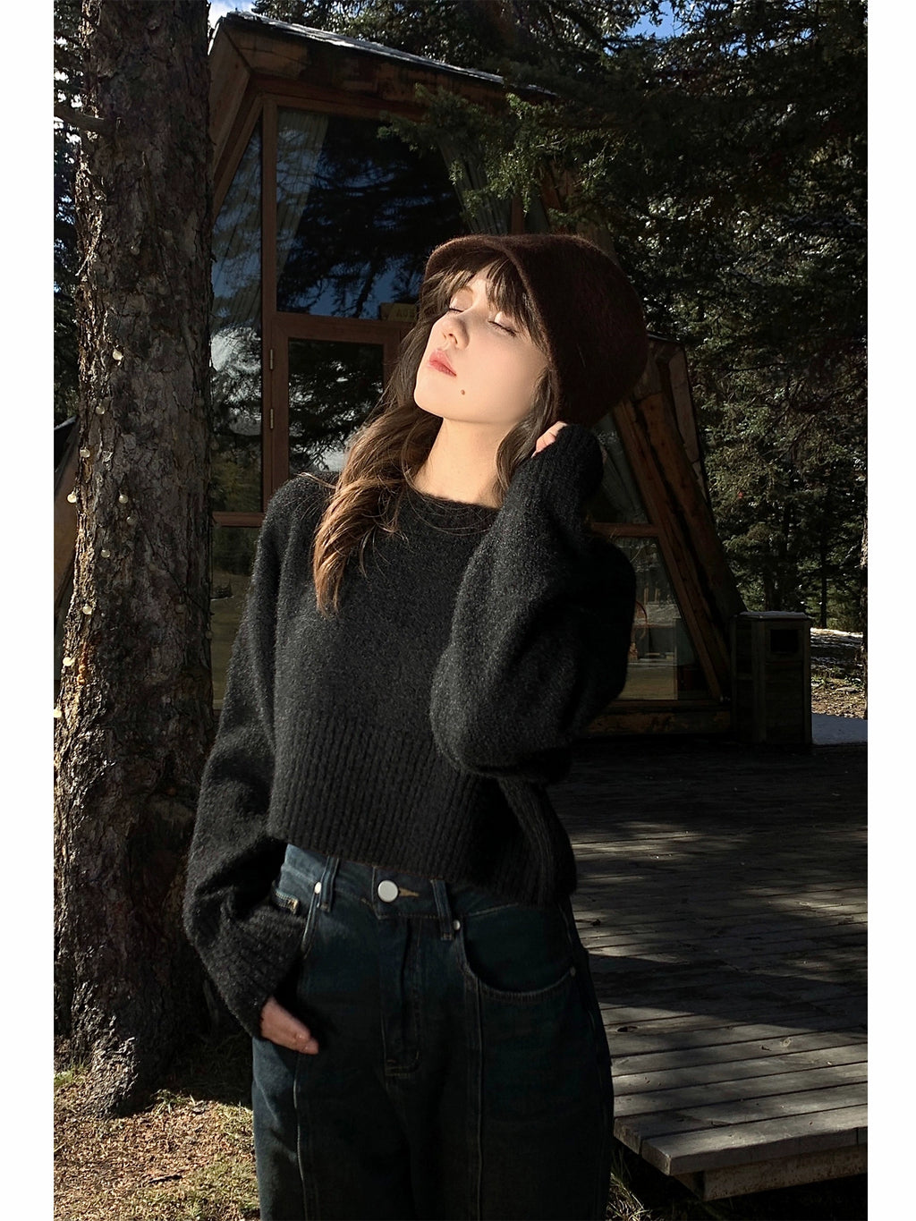 NEVA HU Short Versatile Pullover Knitted Sweater