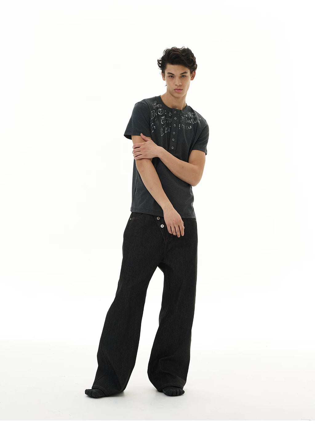 WLNEXT Front Shoulder Premium Sense Henry Collar Tee
