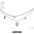 SUMIYAKI Colored Diamond Love Double-layer Stacked Belt Necklace