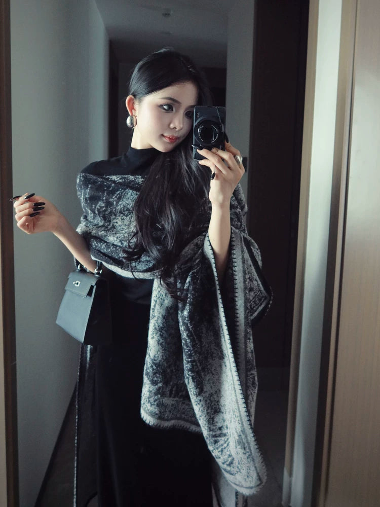 CHUYUQI Outer Shawl Cape Loose Scarf Cape