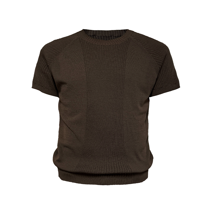 JCAESAR Pit Strip Knitted Shoulder Tee