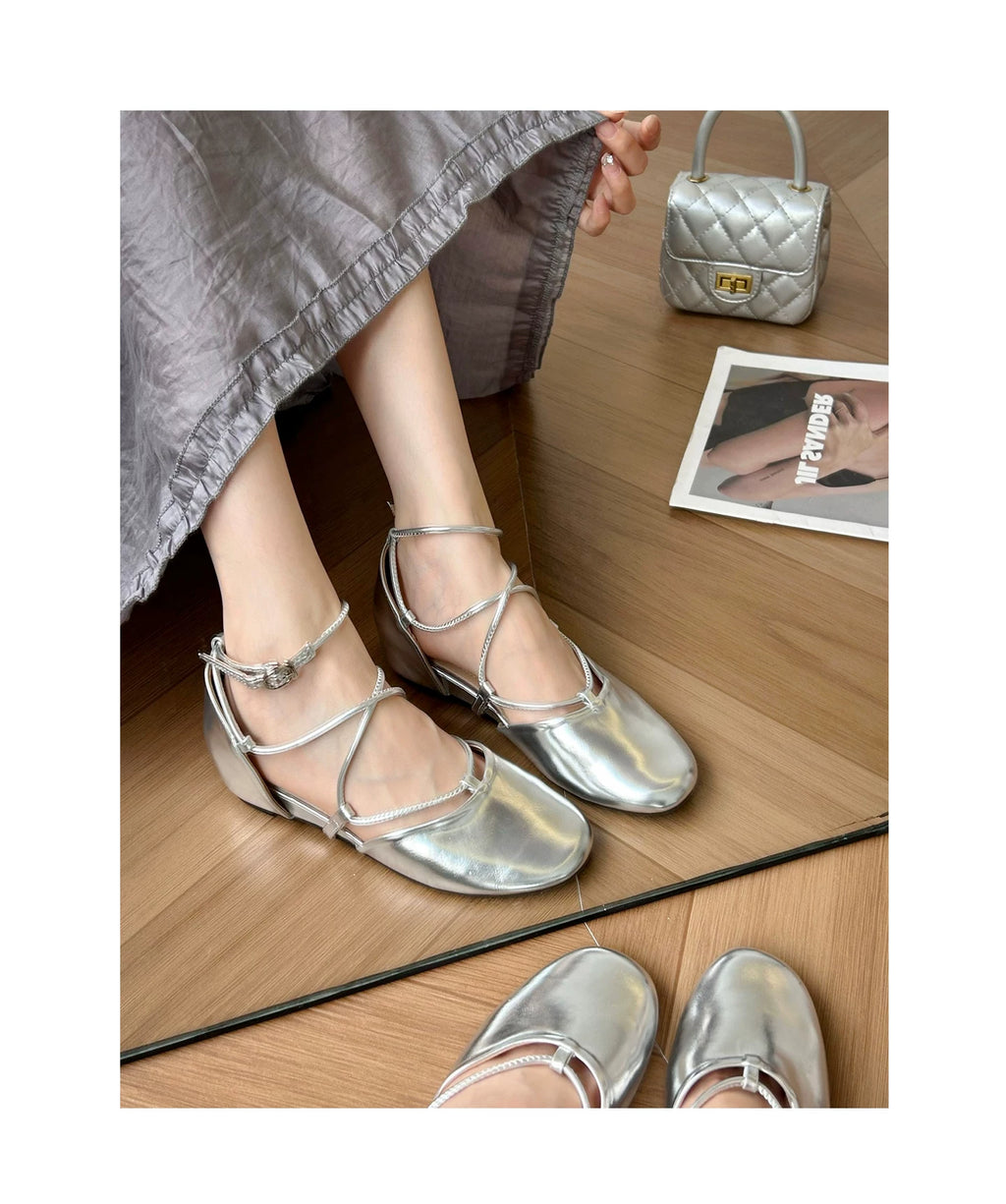 CHRNDXEE Temperament Cross Thin Strap Inner Heightening Shoes