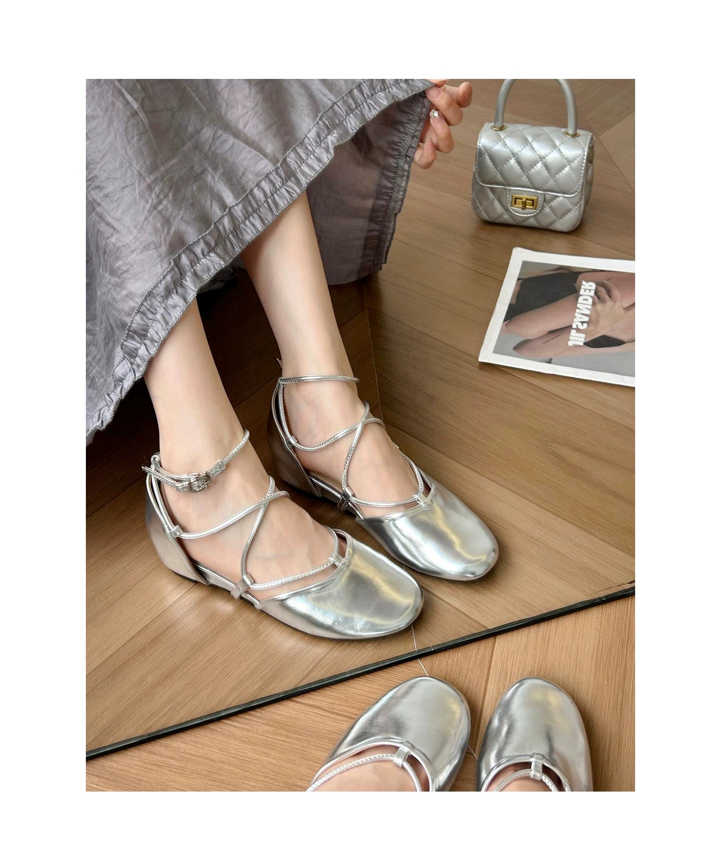 CHRNDXEE Temperament Cross Thin Strap Inner Heightening Shoes