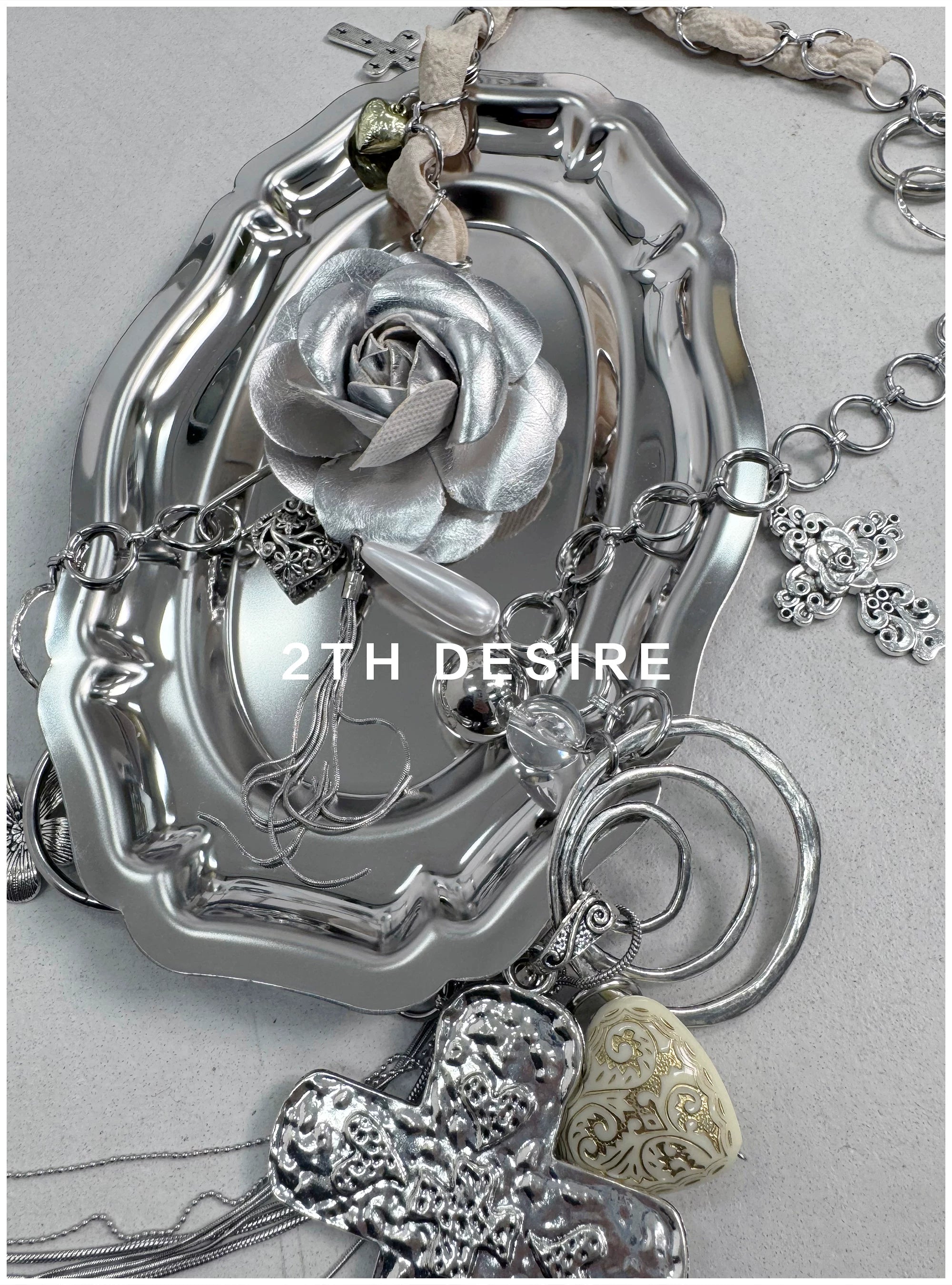 2th Desire Splicing Cross Flower Waist Chain Necklace