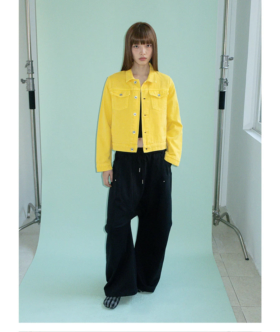 FUNKYFUN Short Lapel Denim Jacket