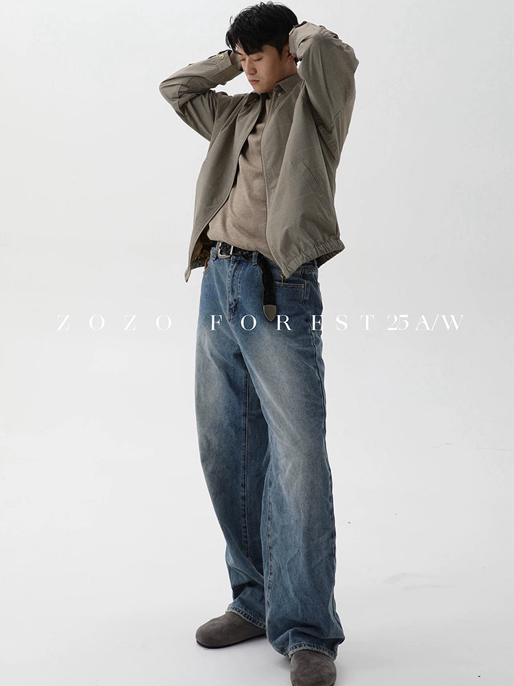 ZOZOFOREST Plaid Vintage Flight Jacket