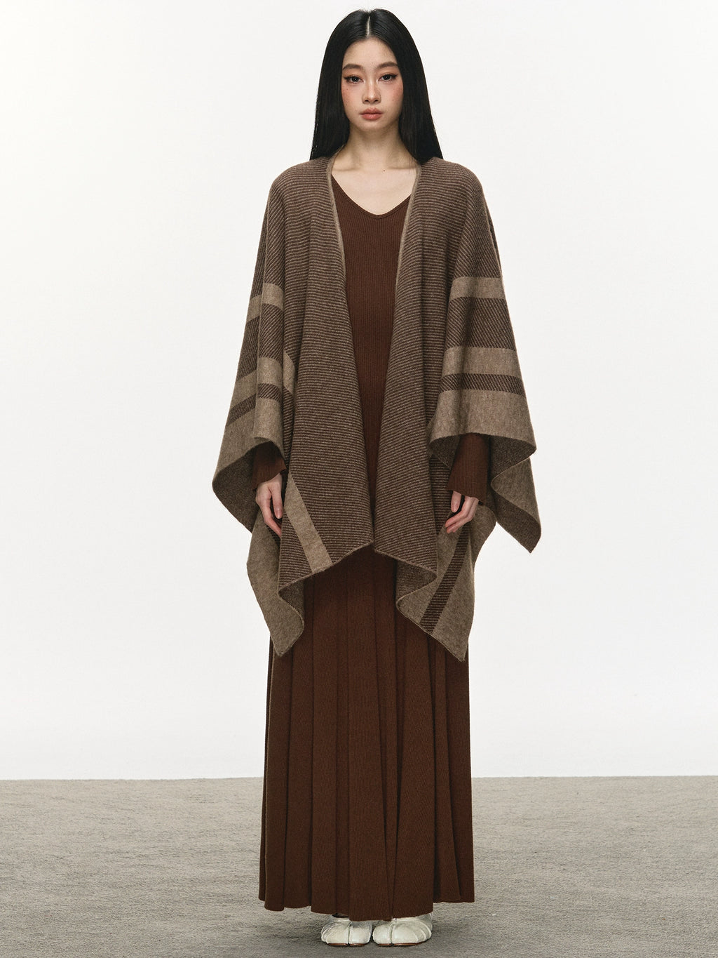 Anna Aneae Soft Waxy Striped Loose-knit Cardigan Jacket