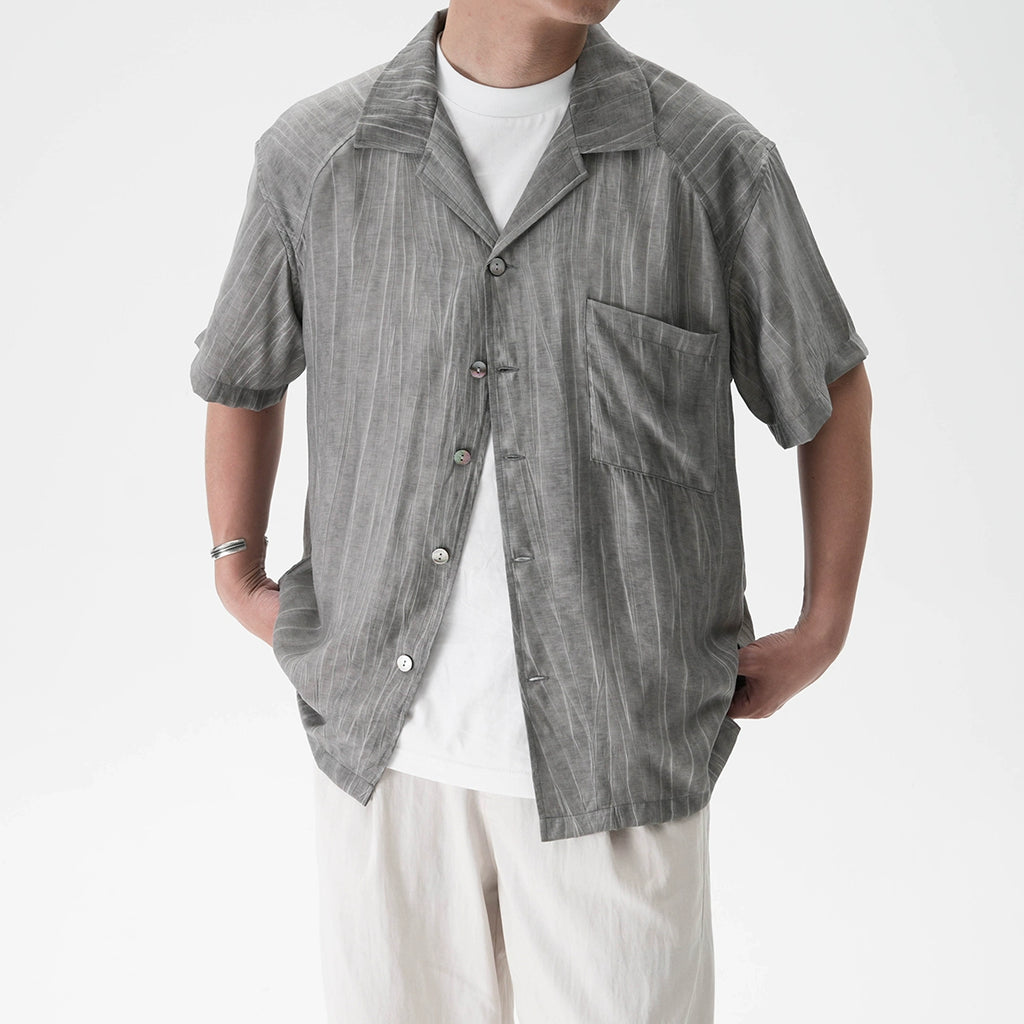 AWT Do Old Stir-fry Wash Pleated Texture Loose Shirt