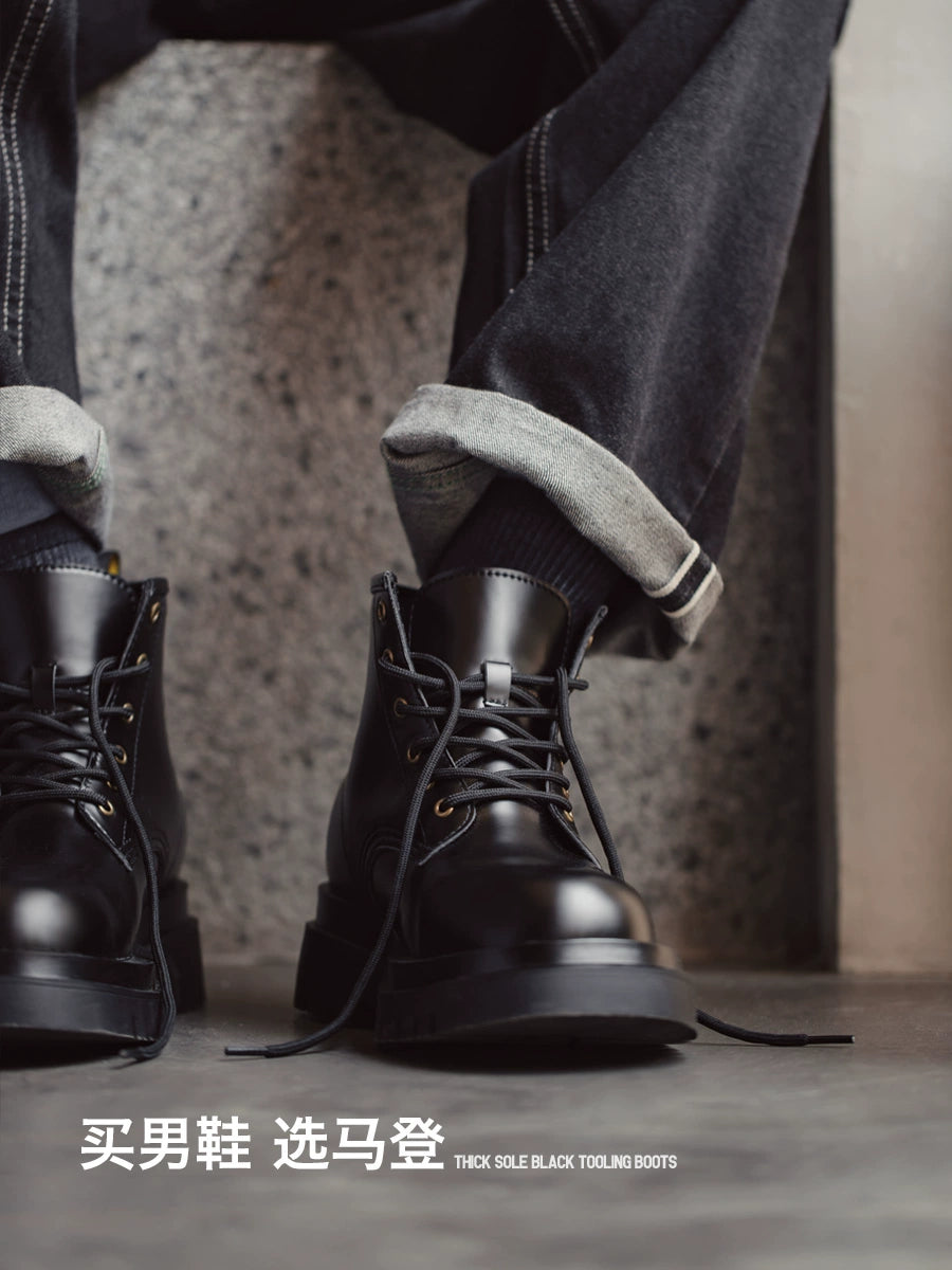 Maden High-top British Style Thick-soled Heightening Casual Tooling Boots