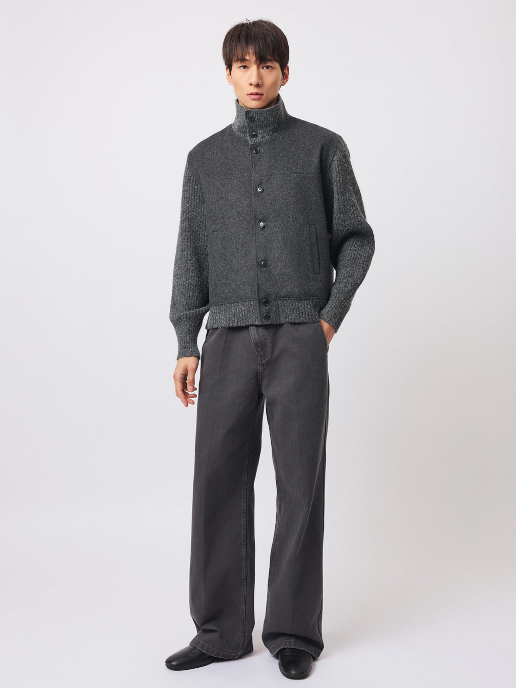Stay the Night Stitched Wool Knitted Shoulder Fit Jacket