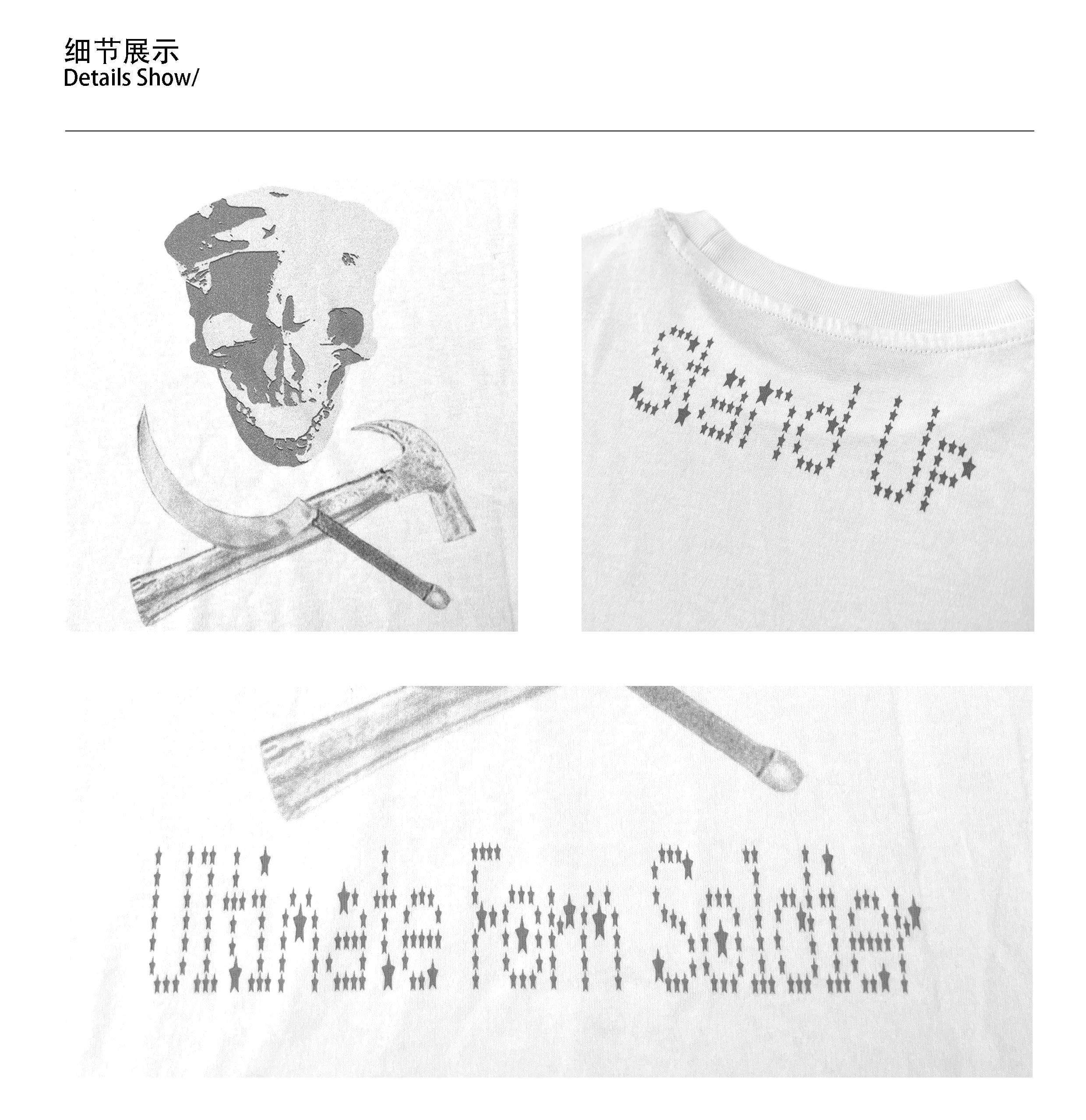 CHAI White Ink Skull Printing Comfortable Slim Tee