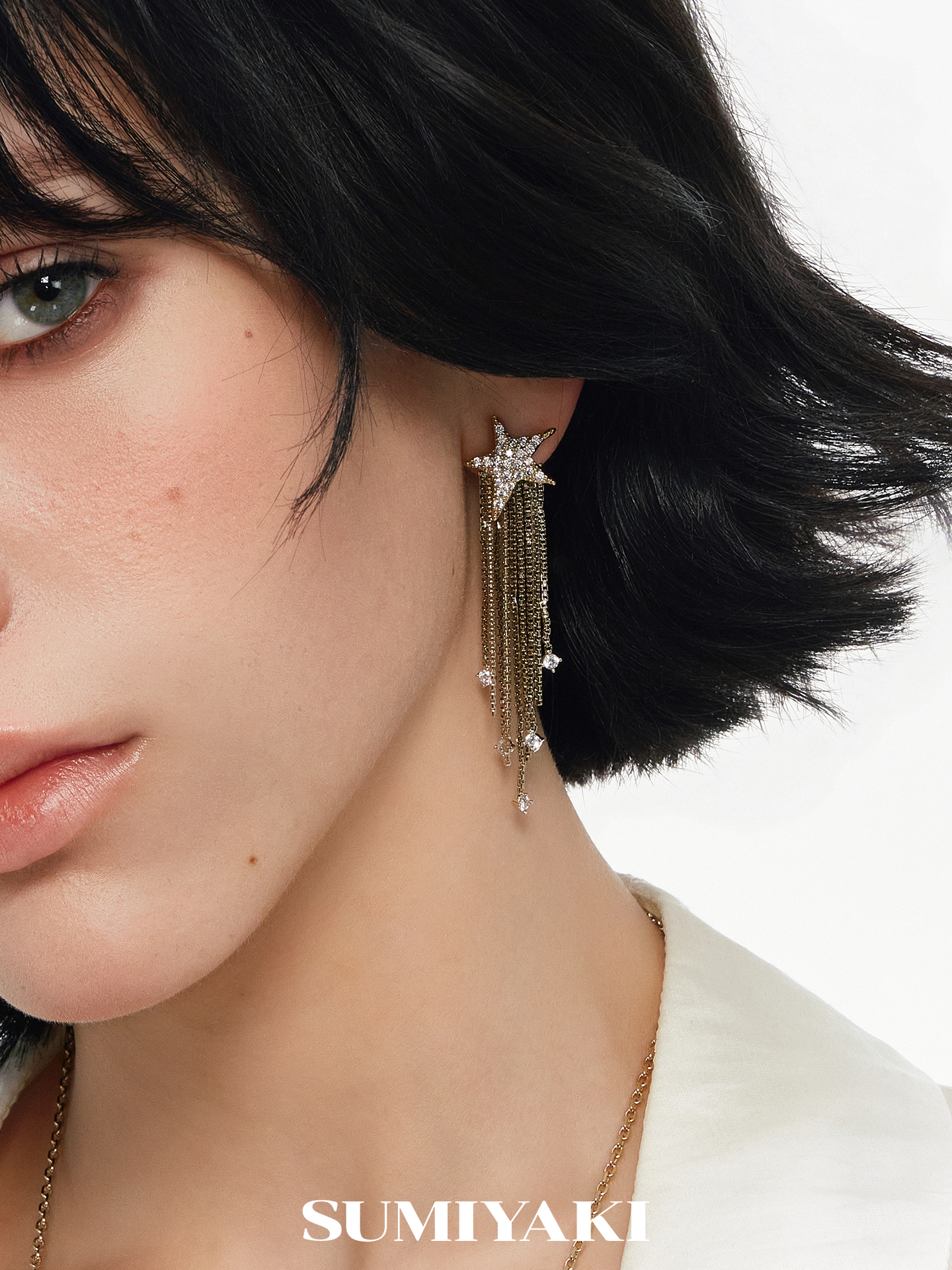 SUMIYAKI Burst Full Diamond Fringed Earrings