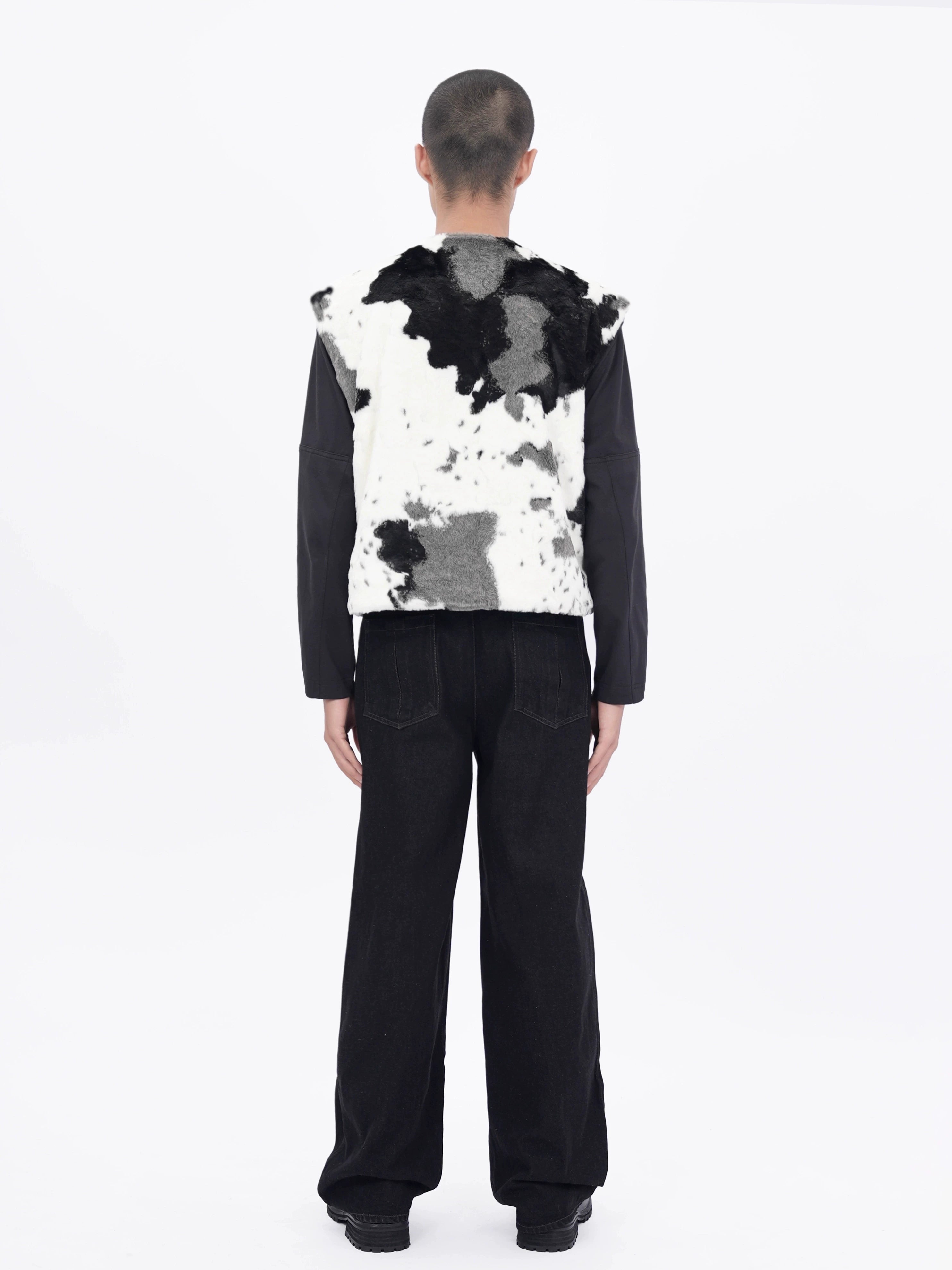 ETHEREAL PRODUCTION Cow Fur Plush Vintage Vest