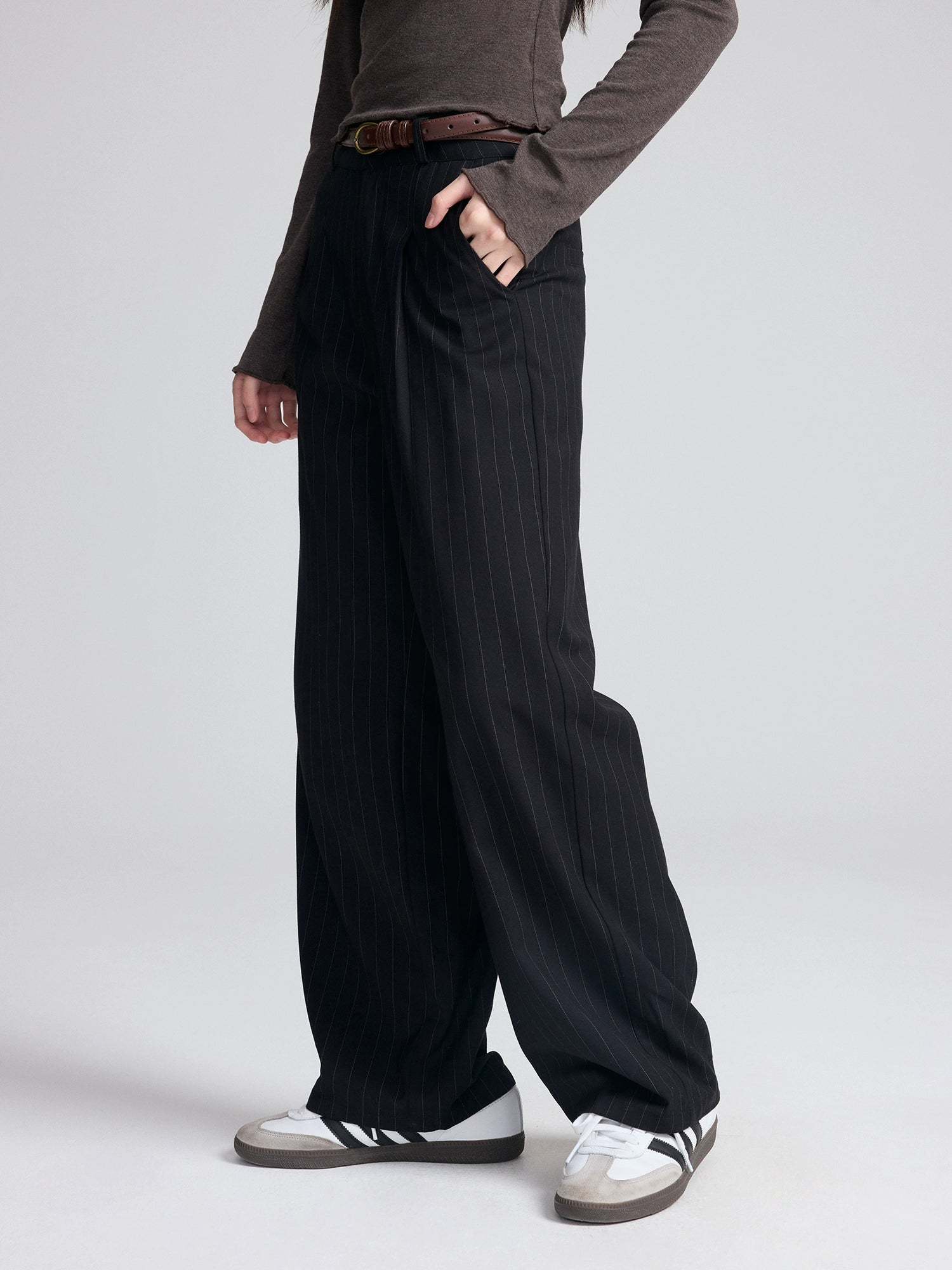 RPB BRAND Light Vertical Striped Straight Casual Suit Pants