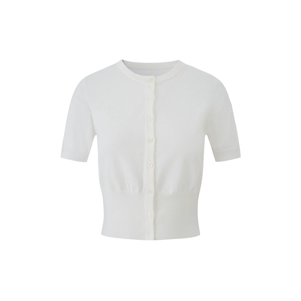 Avenement Knitted Round Neck Slim Short Tee