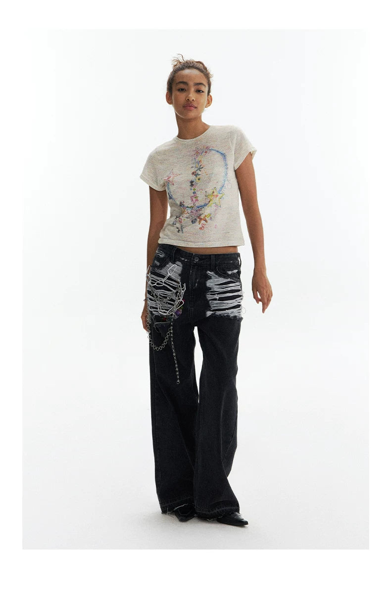 CONP Star Necklace Bow Music Note Colored Yarn Tee