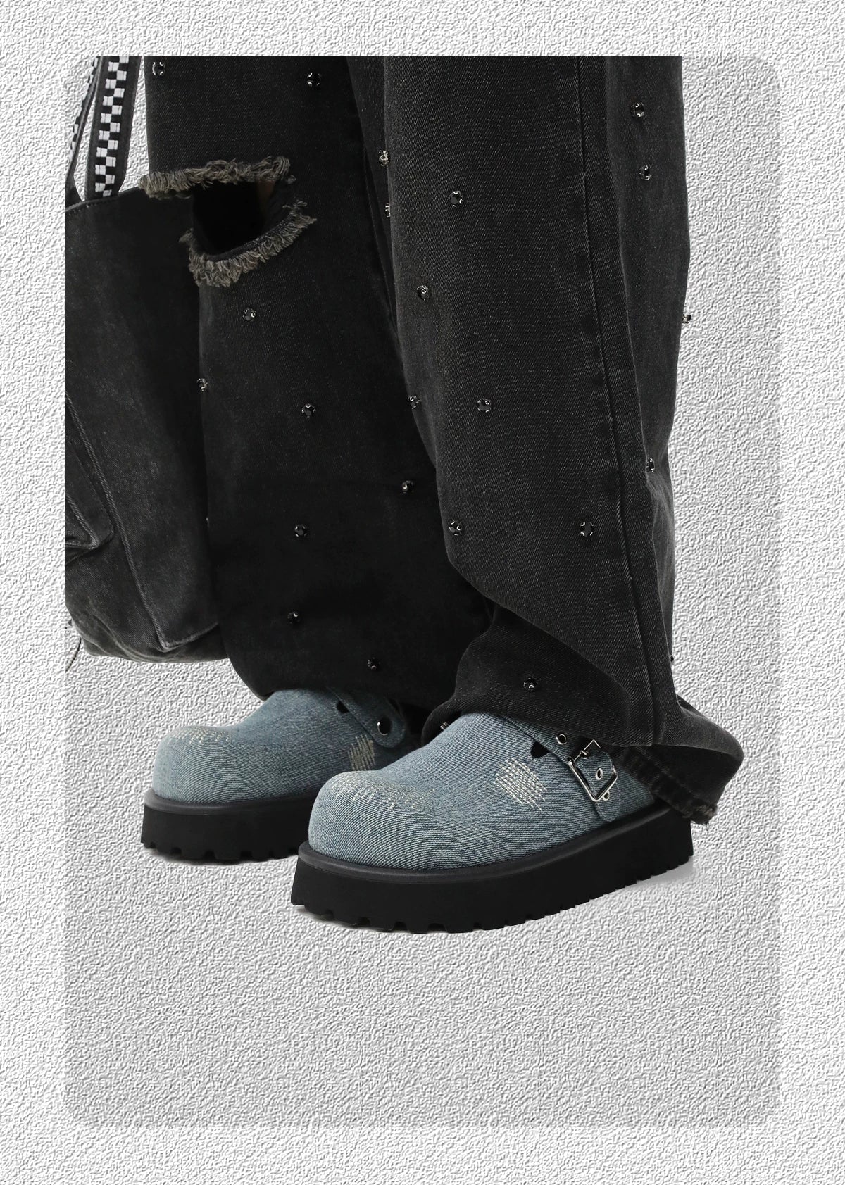 HANQIAORJI Denim Bag Head Platform Heightening Birkenstocks