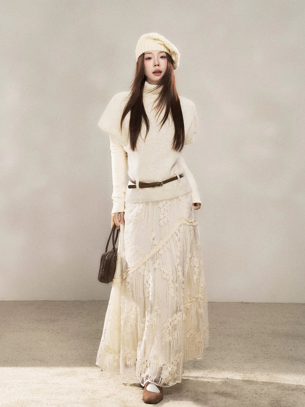 Wildberry Embroidered Lace Stitching High Waist Dress