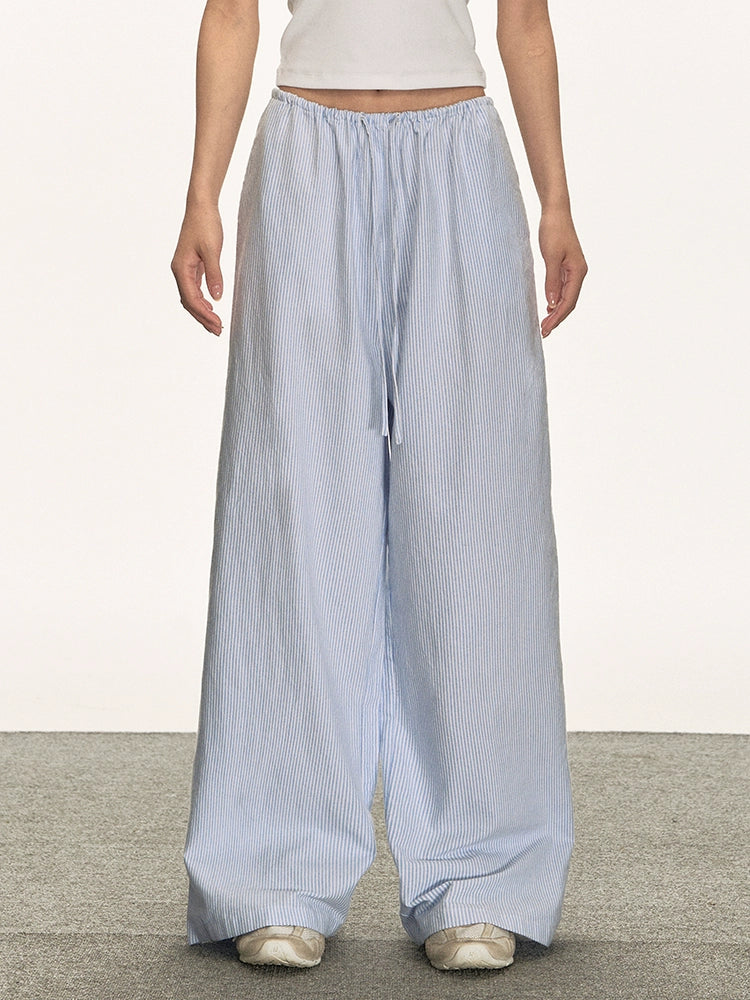 Anna Aneae Vertical Striped Elastic Waist Casual Pants